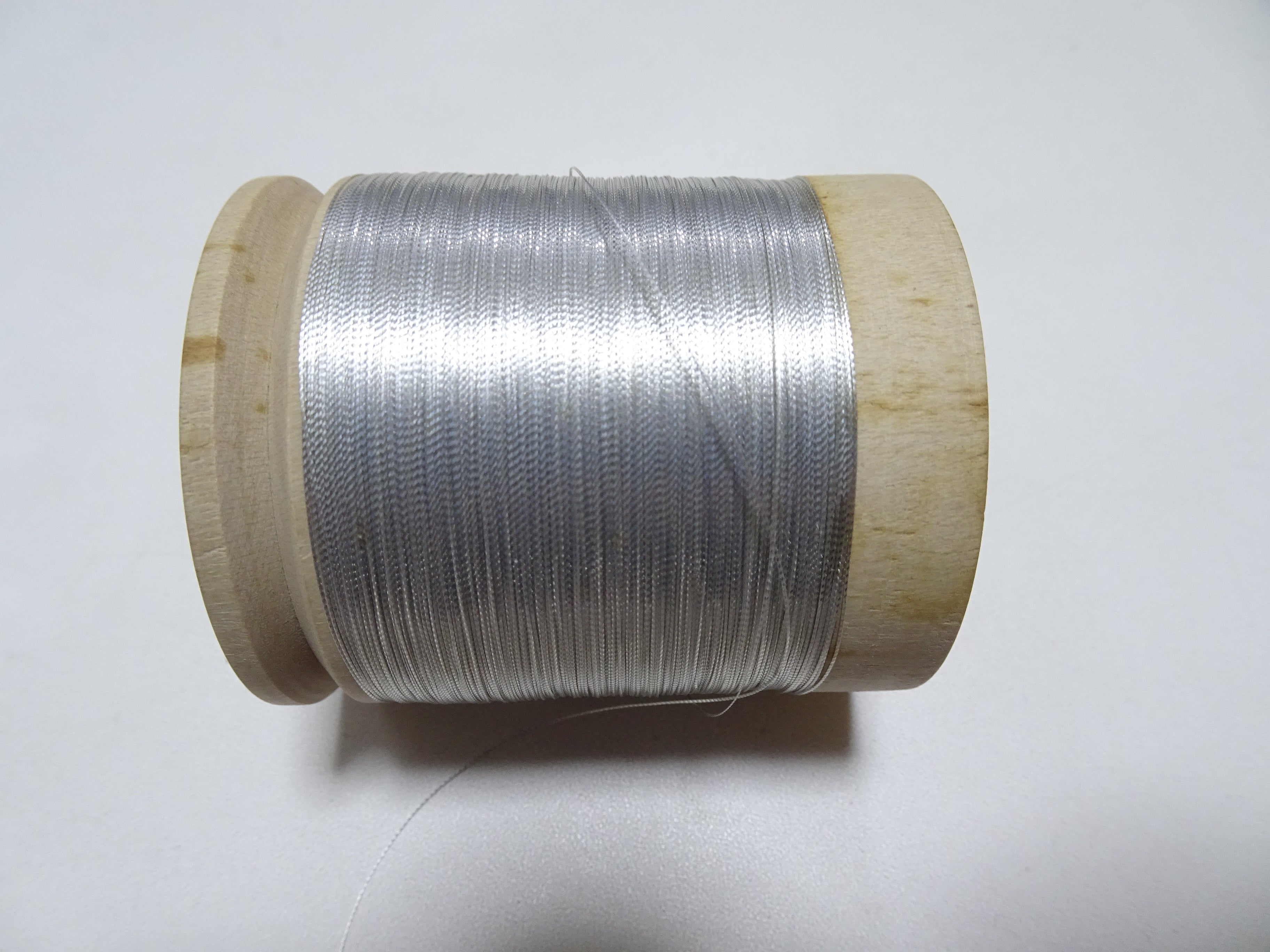 Japanese Vintage Rasen Silver leaf thread & Wooden Spool embroidery 18676