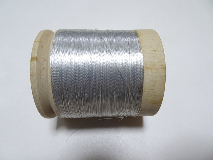 Japanese Vintage Rasen Silver leaf thread & Wooden Spool embroidery 18676