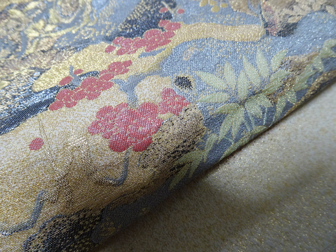 Japanese vintage Rare Silk sample fabric Juko Ori  9644