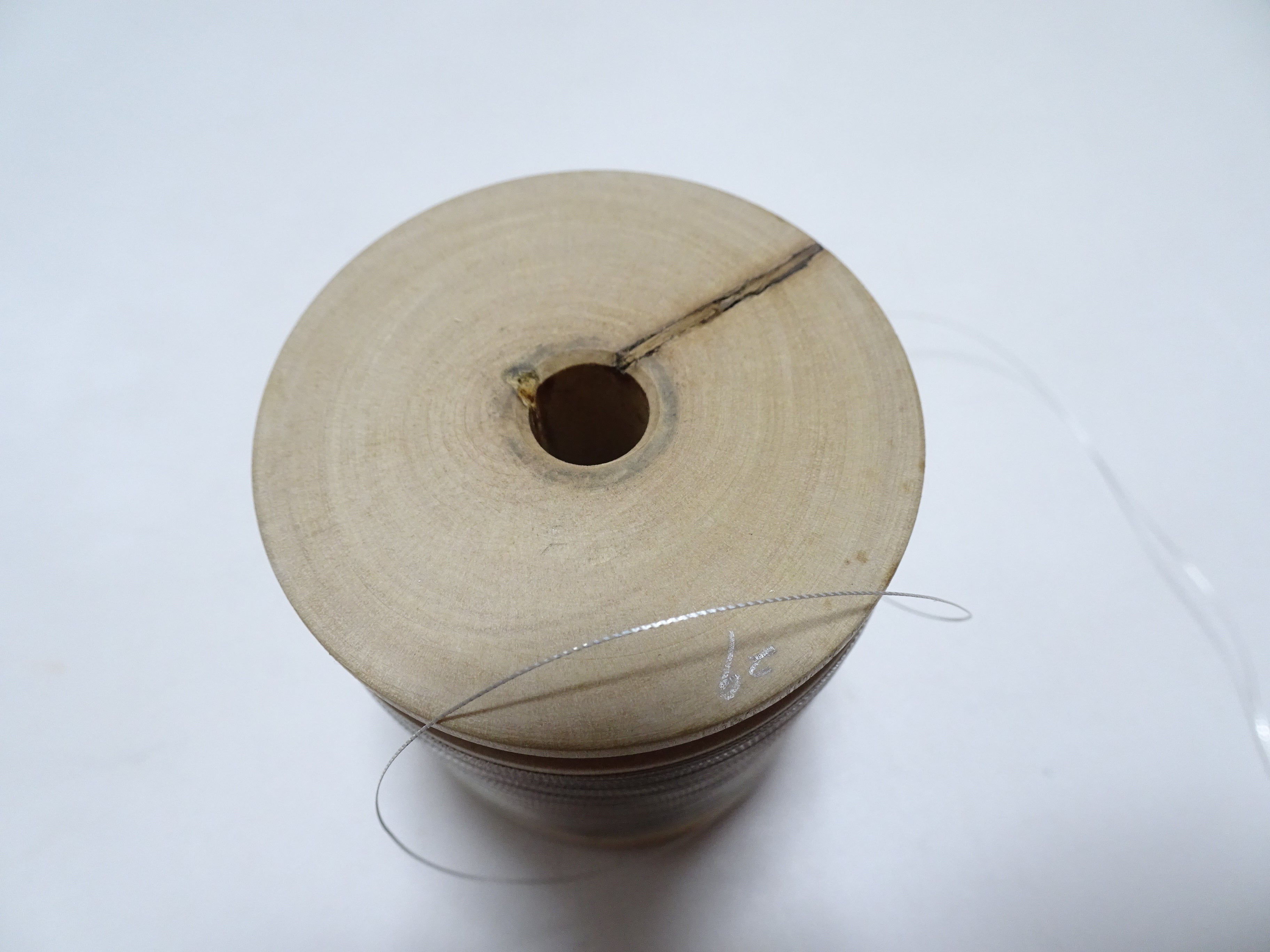 Japanese Vintage Rasen Silver leaf thread & Wooden Spool embroidery 18676