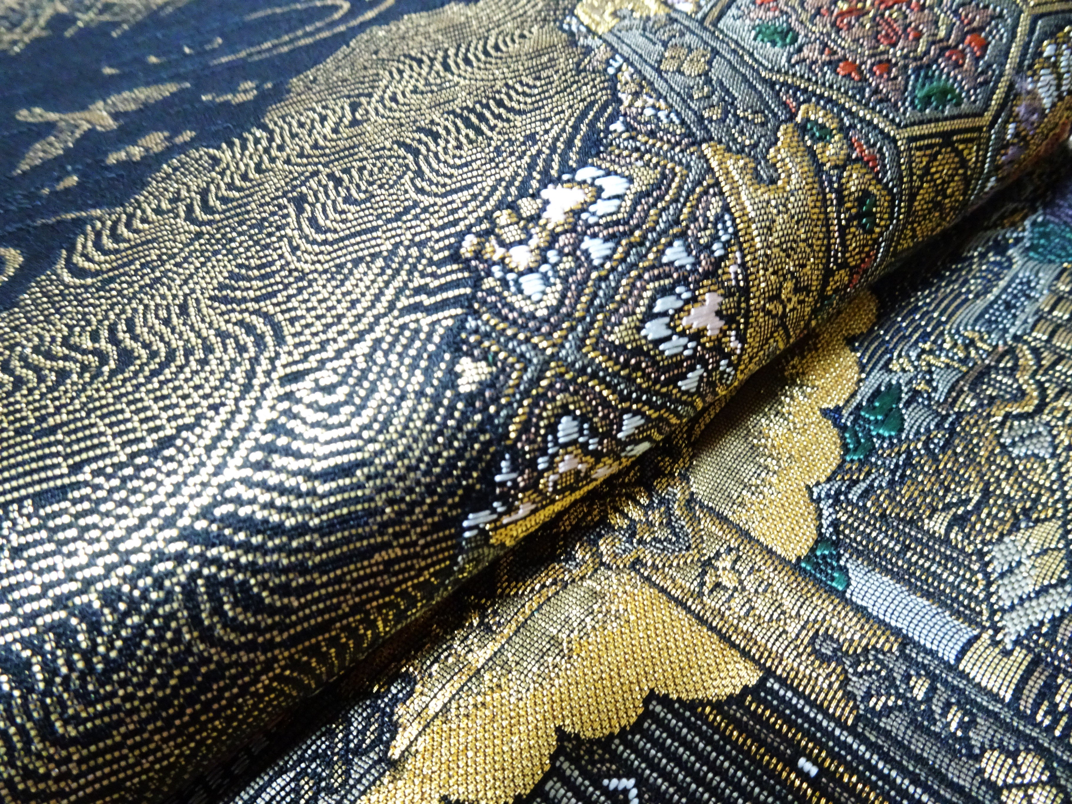 Japanese Kimono Silk Fukuro Obi Shibutenjo-emon Elegant Woven Pattern16333