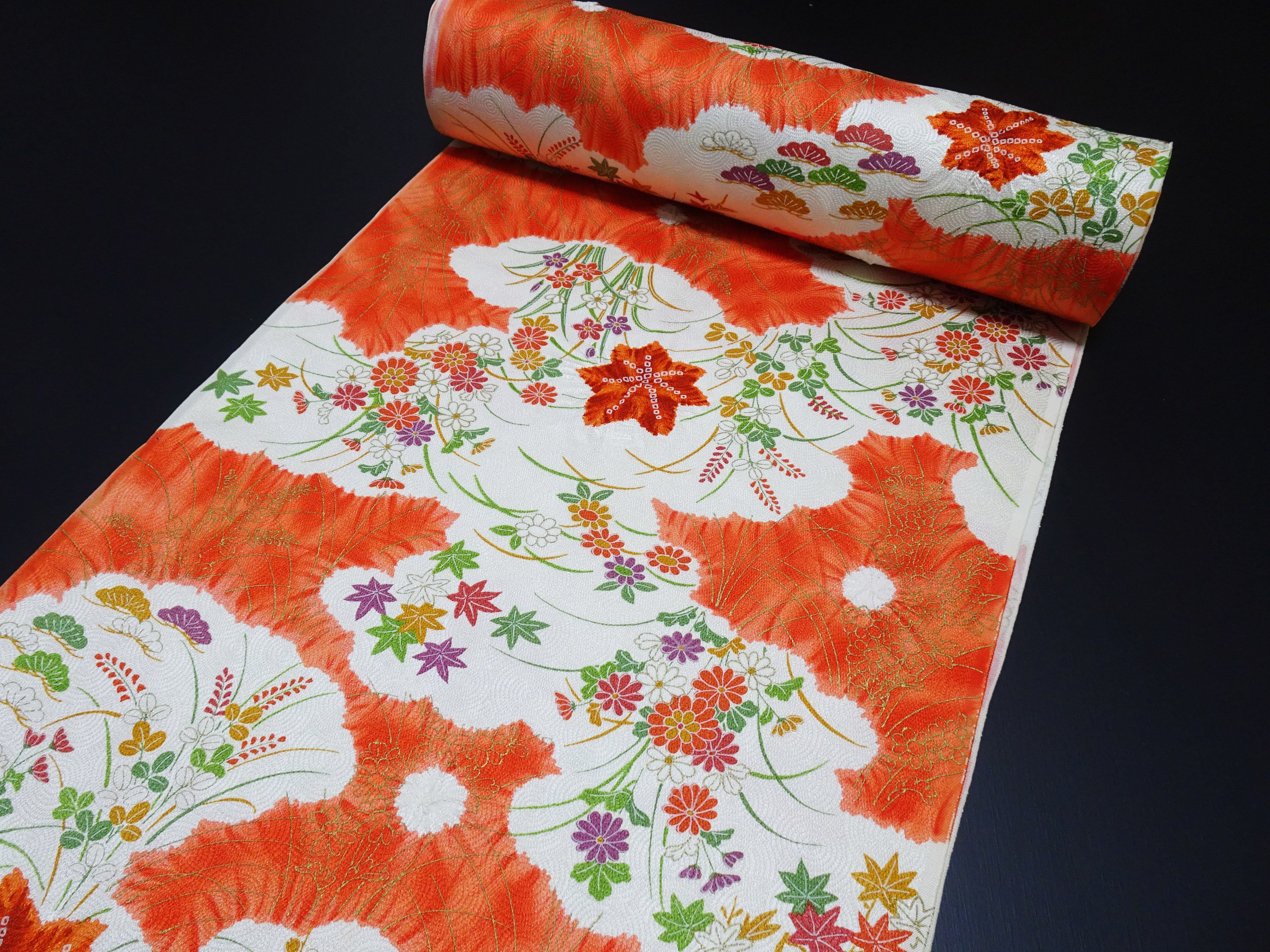Japanese Silk Bolts  Shibori / Dyed  Flower pattern 17499