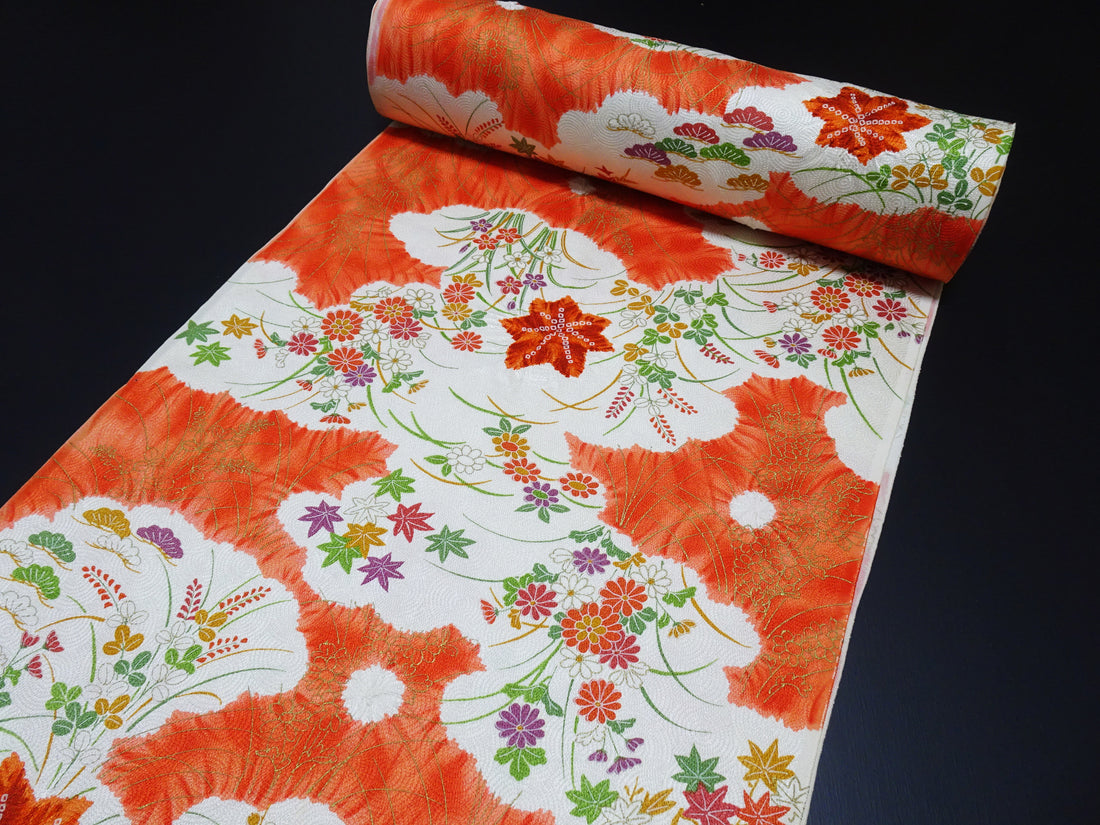 Japanese Silk Bolts  Shibori / Dyed  Flower pattern 17499