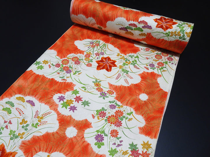 Japanese Silk Bolts  Shibori / Dyed  Flower pattern 17499