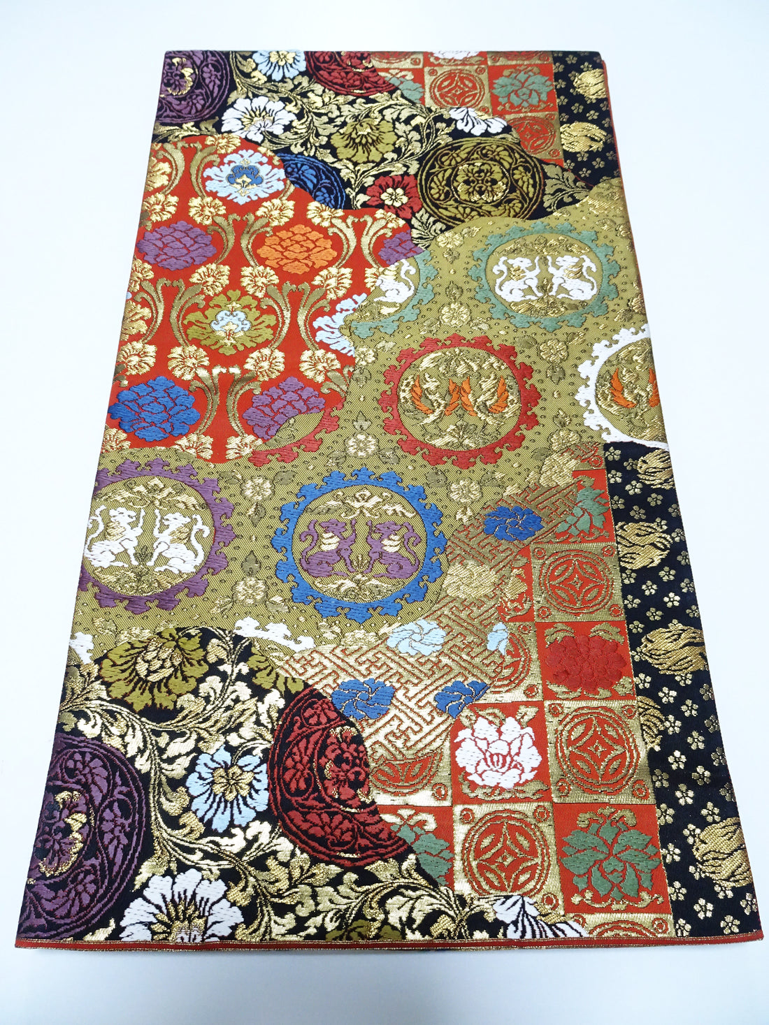 Japanese Kimono Silk Fukuro Obi Shin-Nhoisho-Nishiki Elegant Woven Pattern16334