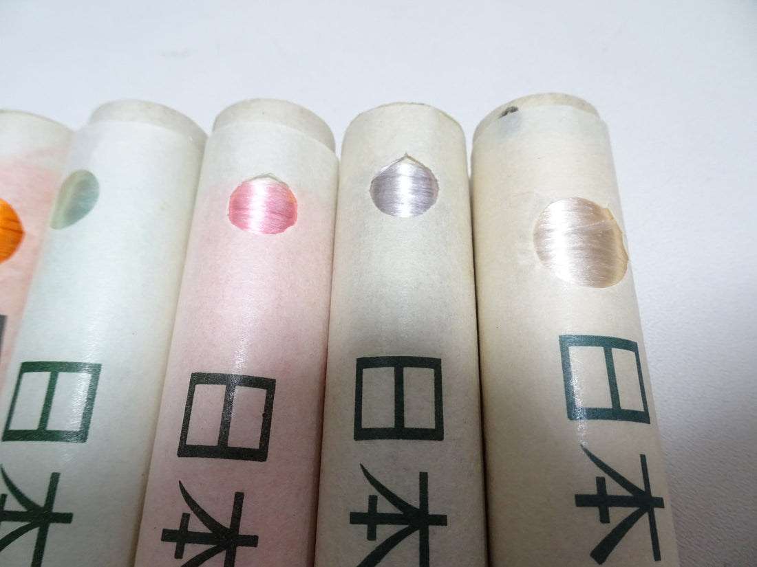 100% Silk Japanese Embroidery Thread – Untwisted Kama-ito Flat Silk – 6 Paper Tubes – Vintage Deadstock 19654