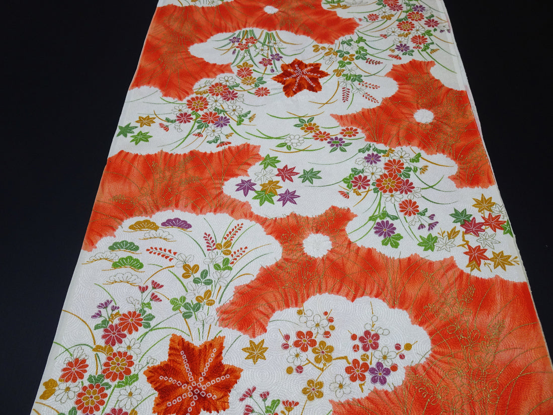 Japanese Silk Bolts  Shibori / Dyed  Flower pattern 17499