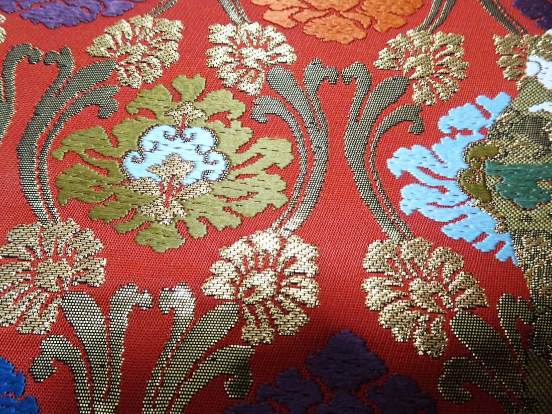 Japanese Kimono Silk Fukuro Obi Shin-Nhoisho-Nishiki Elegant Woven Pattern16334