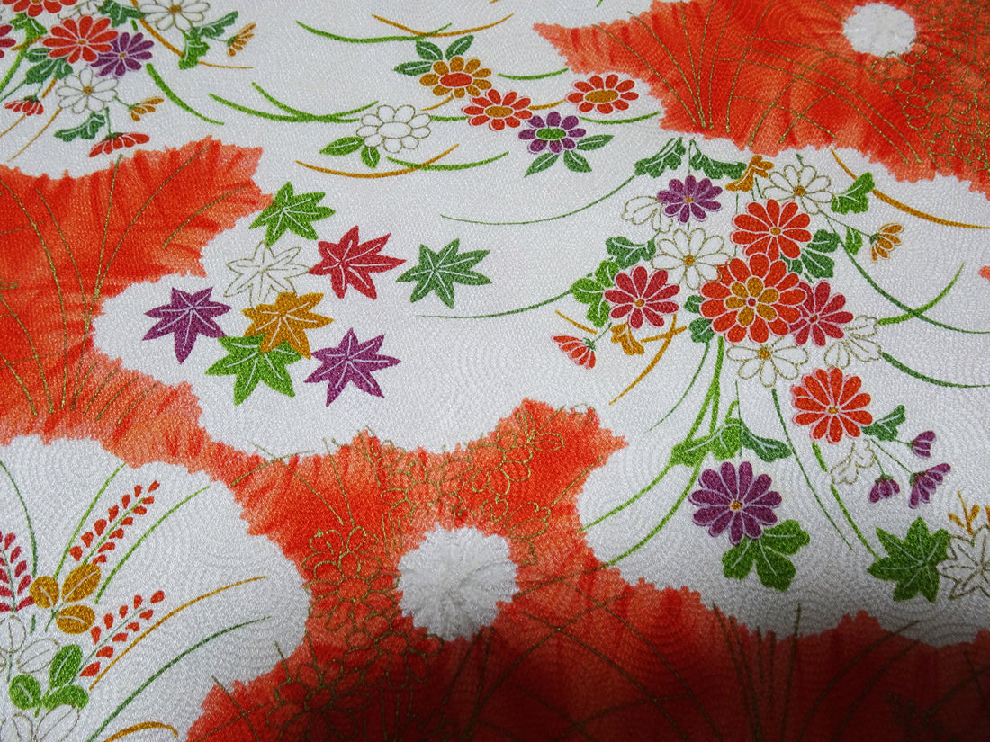 Japanese Silk Bolts  Shibori / Dyed  Flower pattern 17499
