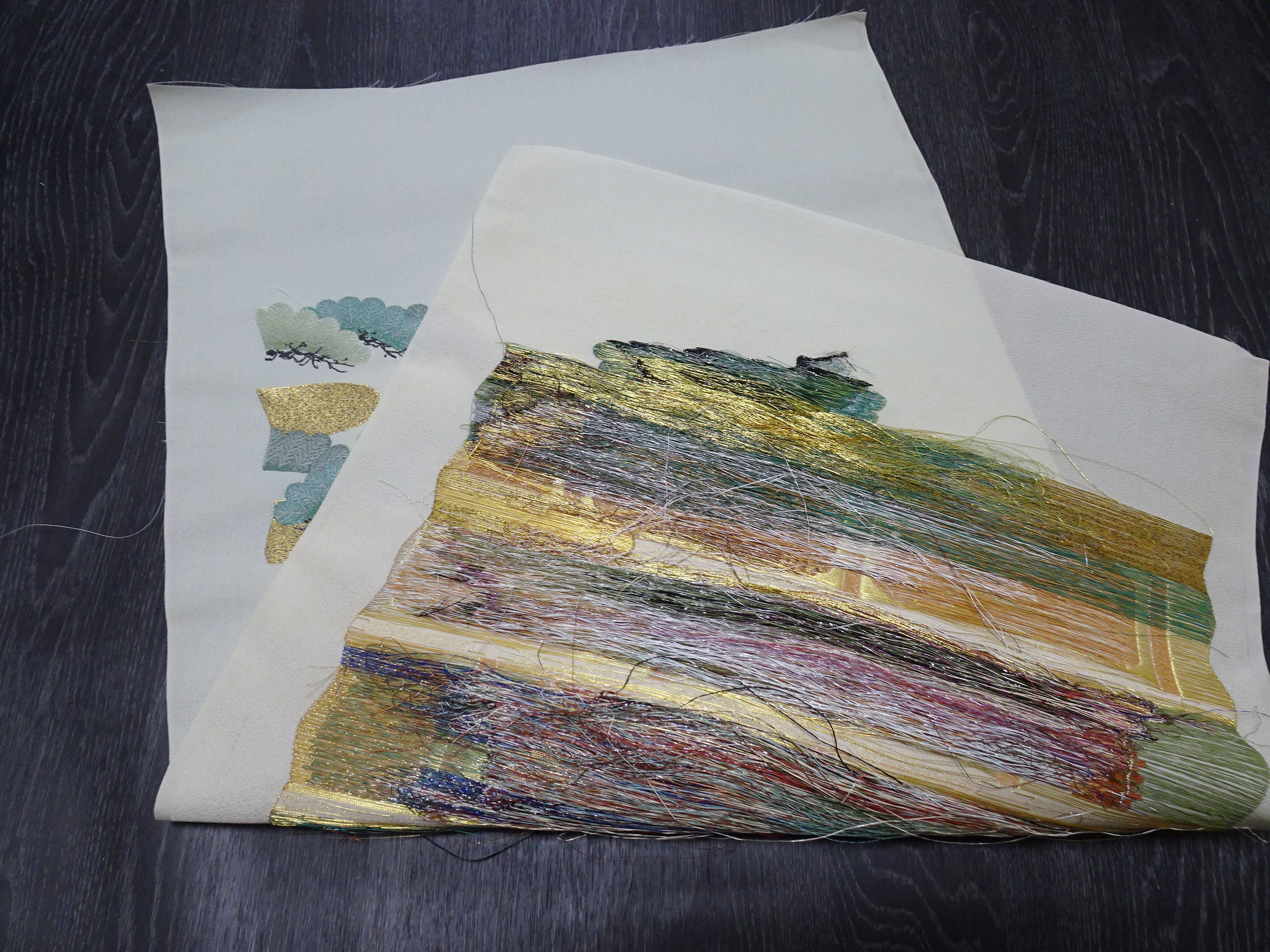 Japanese vintage Rare Silk sample fabric Juko Ori  9645