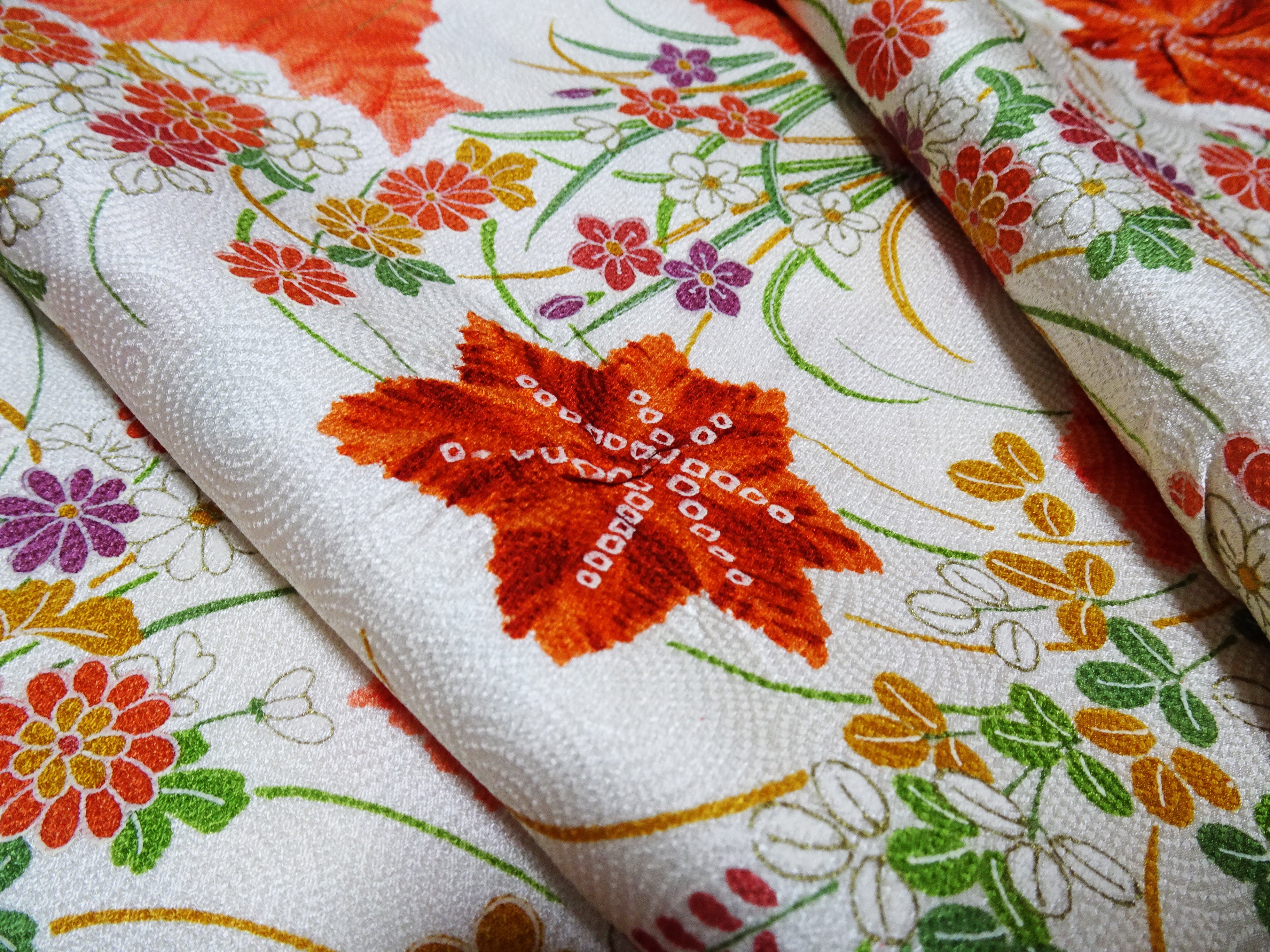 Japanese Silk Bolts  Shibori / Dyed  Flower pattern 17499
