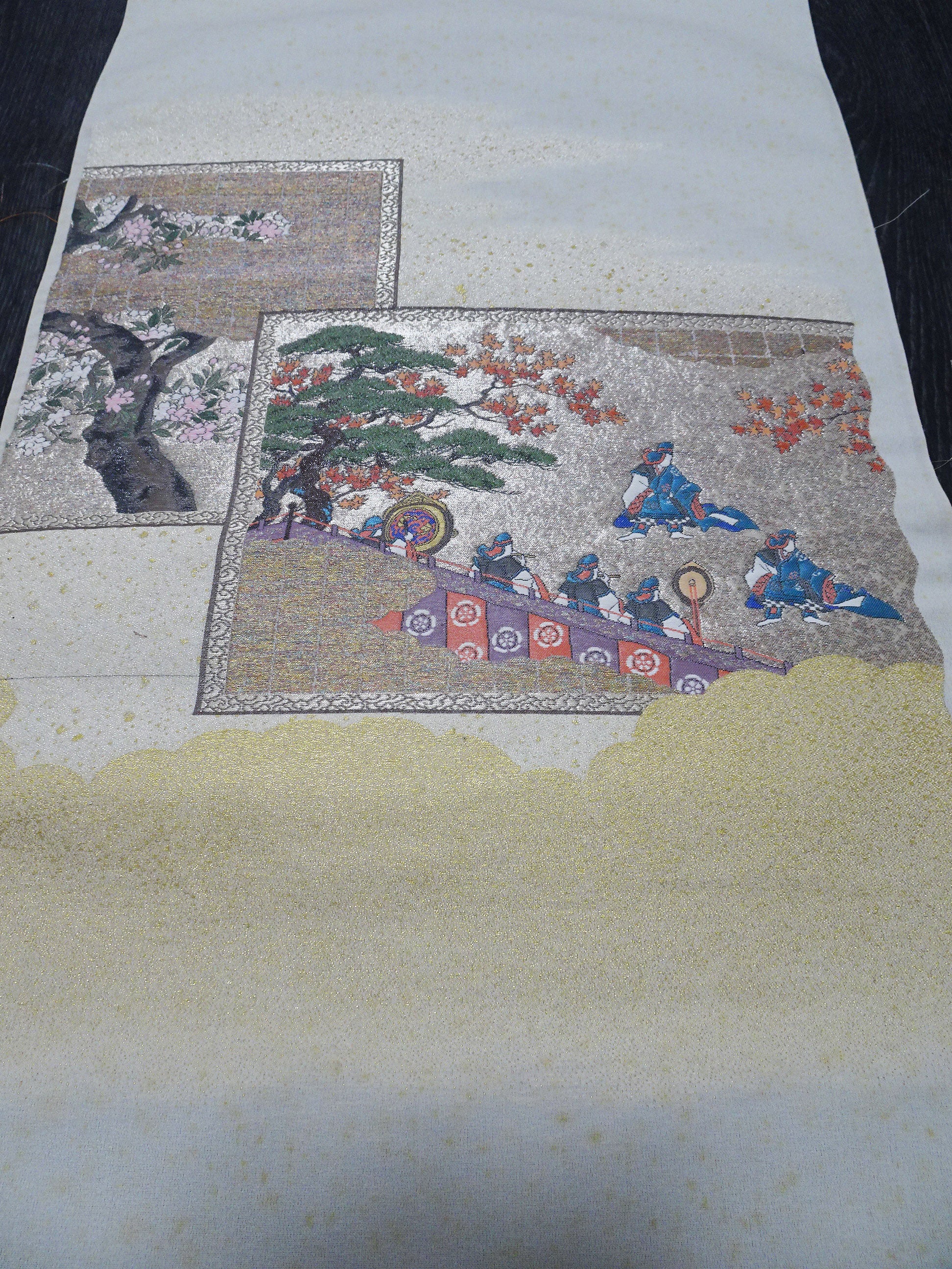 Japanese vintage Rare Silk sample fabric Juko Ori  9646