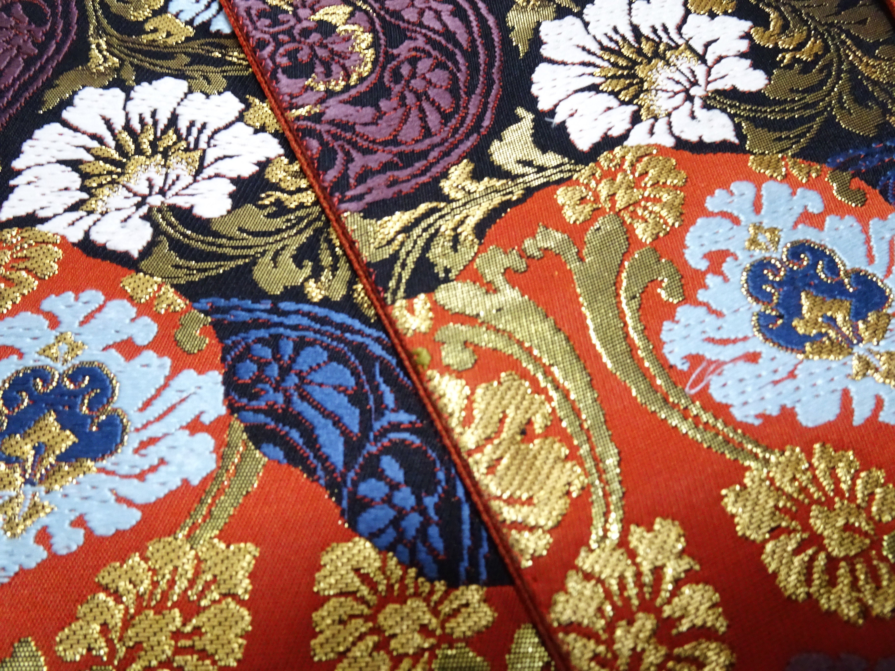 Japanese Kimono Silk Fukuro Obi Shin-Nhoisho-Nishiki Elegant Woven Pattern16334