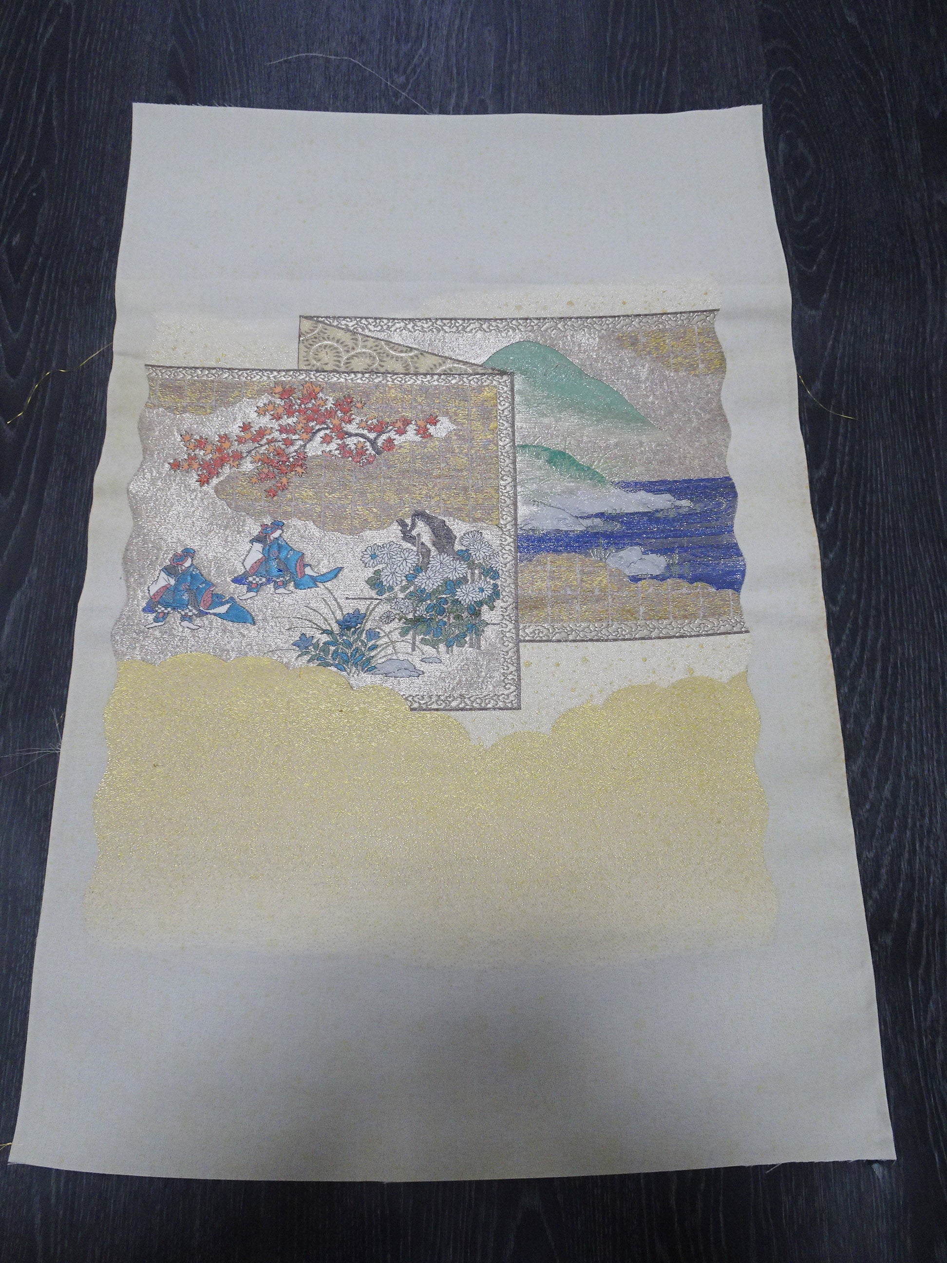 Japanese vintage Rare Silk sample fabric Juko Ori  9647