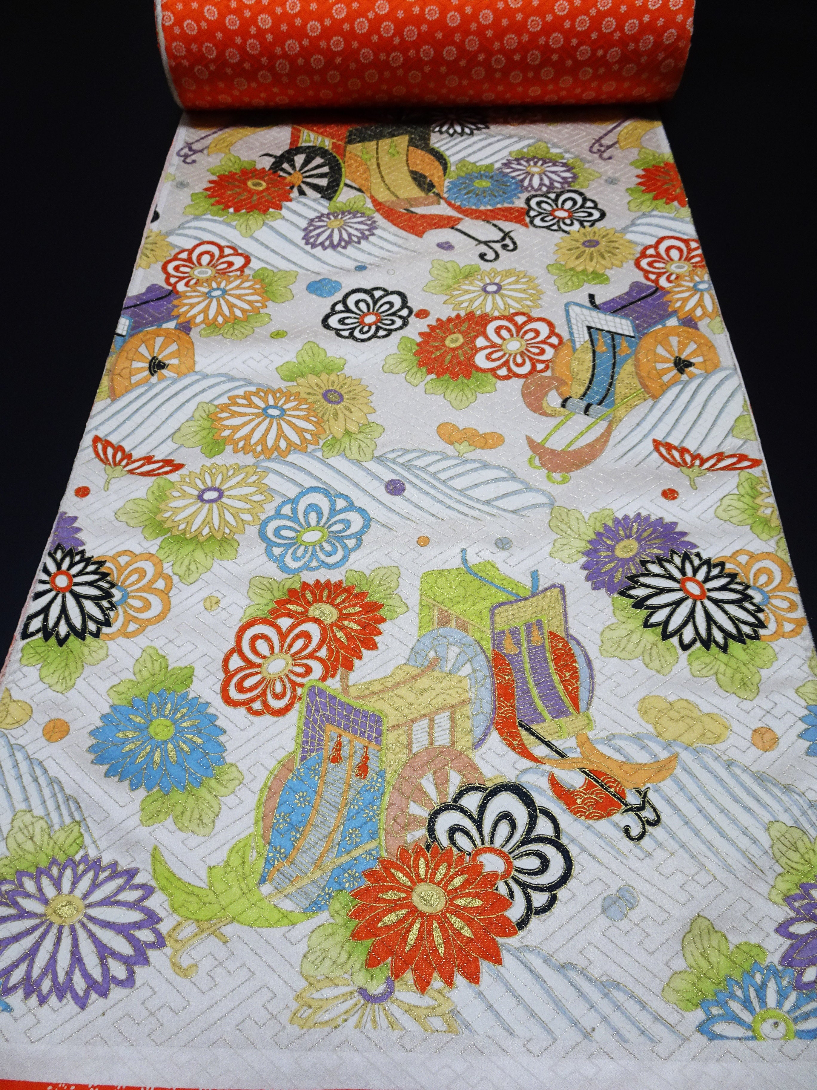 Japanese Silk Bolts  Dyed Royal Cart / Wave Pattern 17500