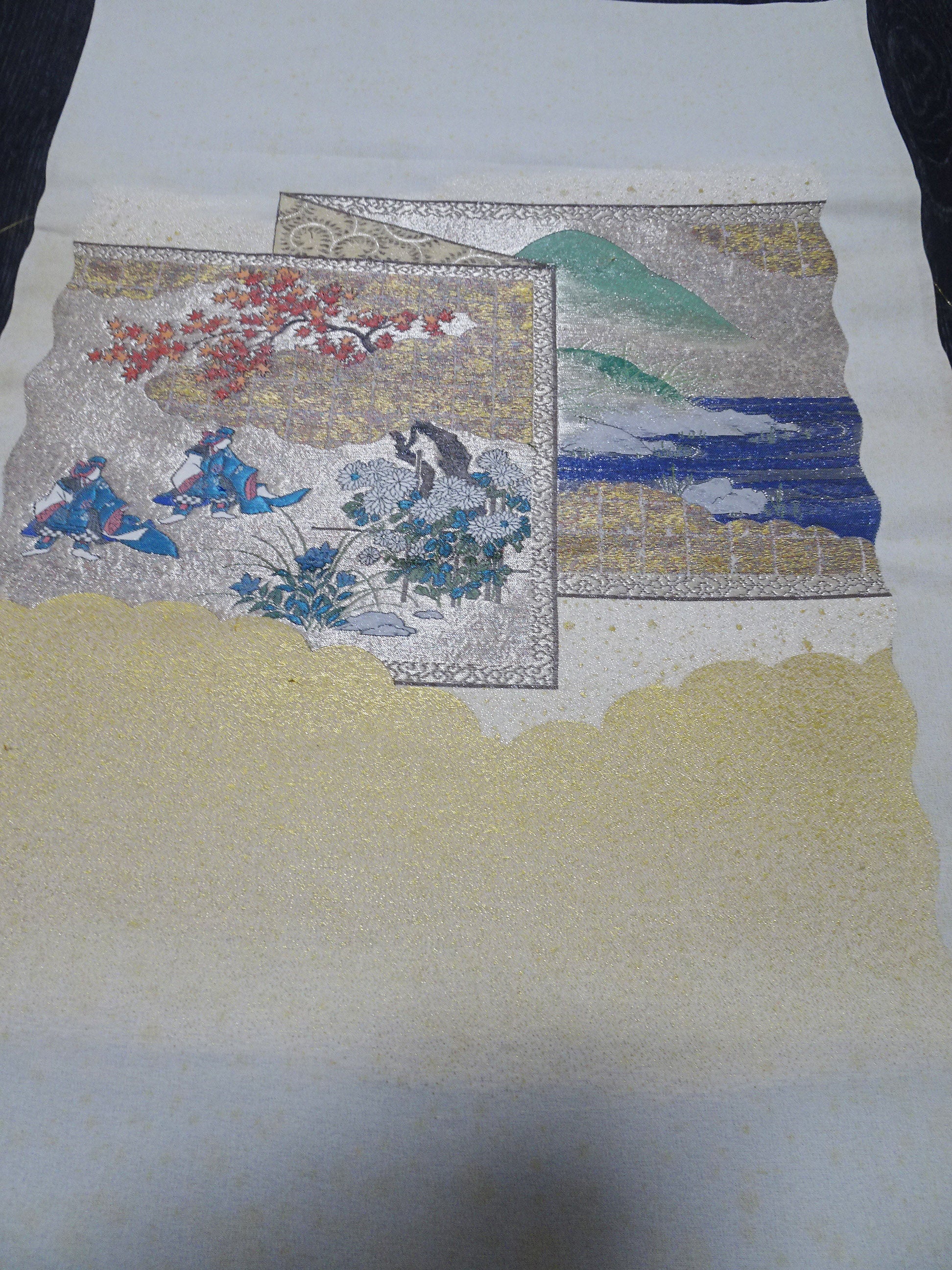 Japanese vintage Rare Silk sample fabric Juko Ori  9647