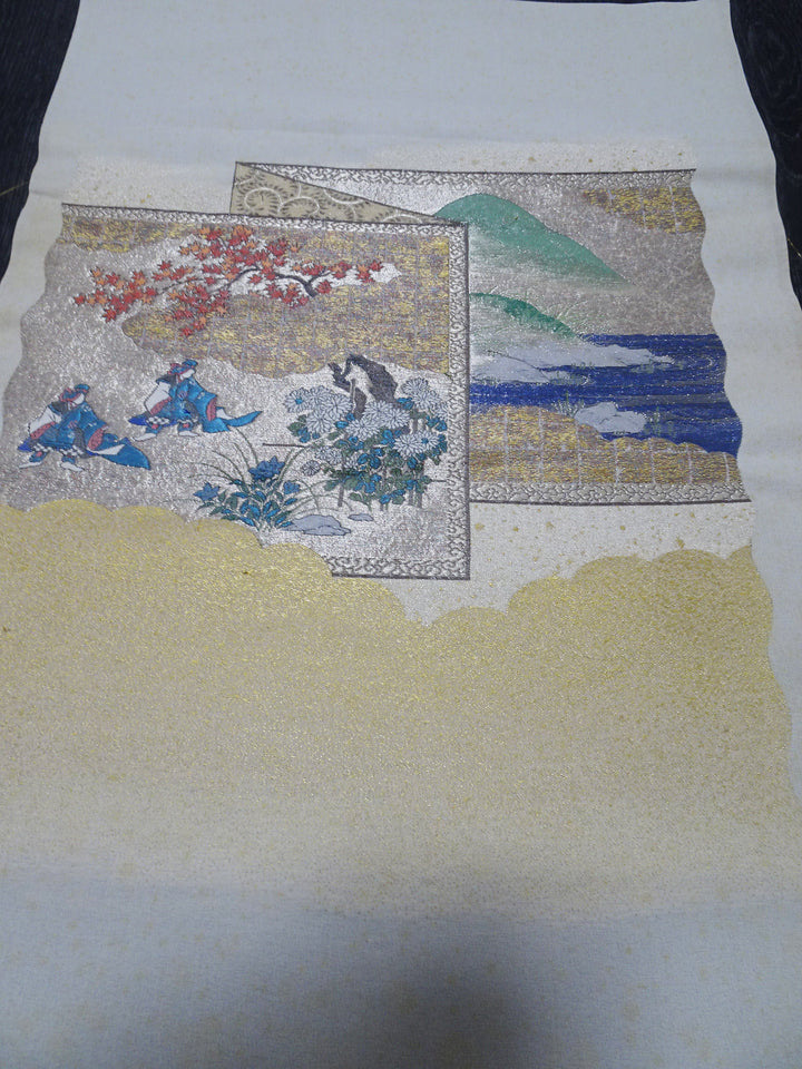 Japanese vintage Rare Silk sample fabric Juko Ori  9647