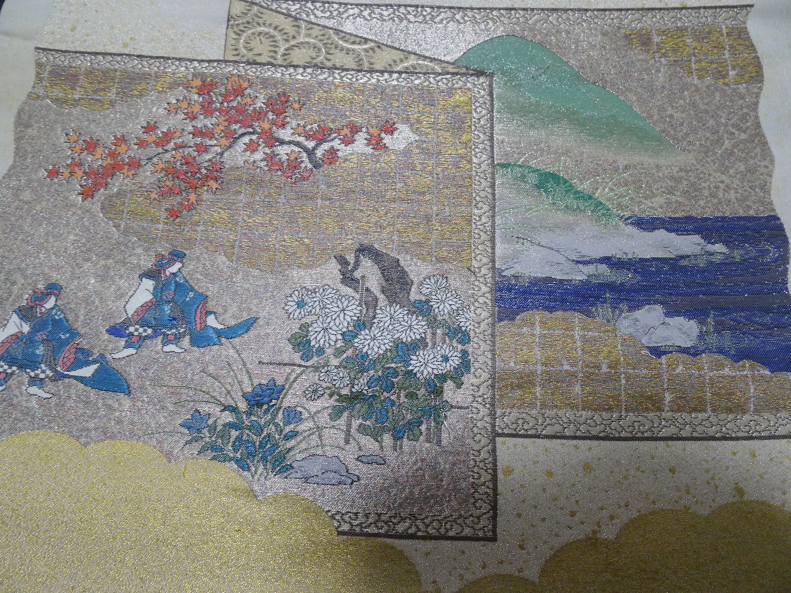 Japanese vintage Rare Silk sample fabric Juko Ori  9647