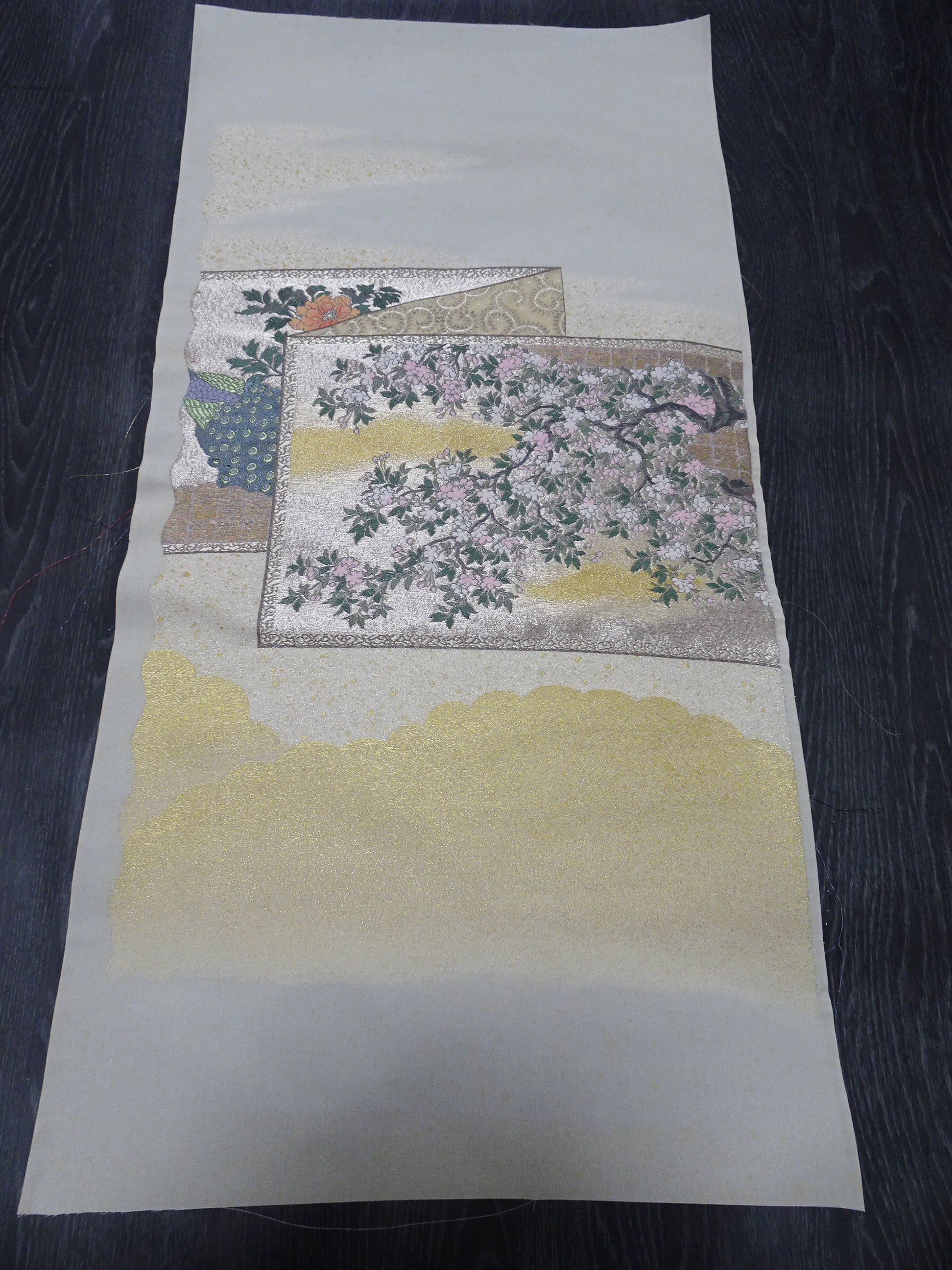 Japanese vintage Rare Silk sample fabric Juko Ori  9648