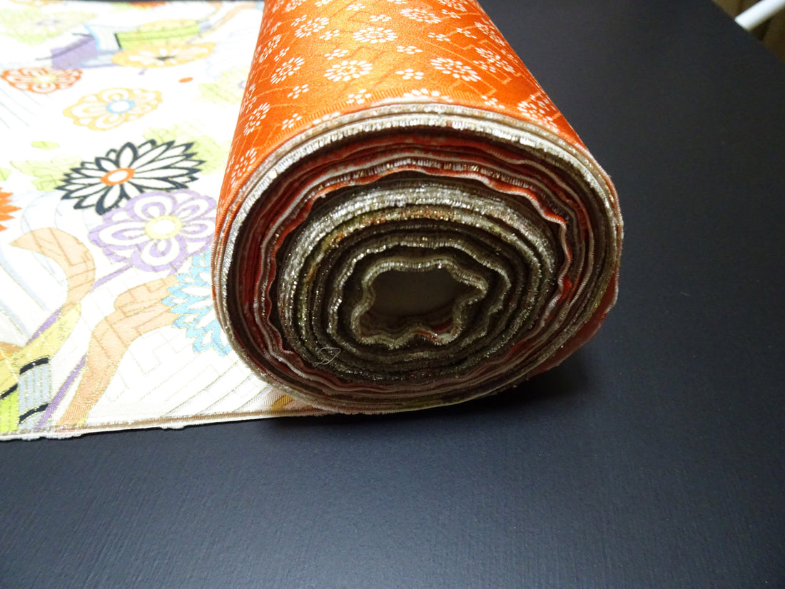 Japanese Silk Bolts  Dyed Royal Cart / Wave Pattern 17500