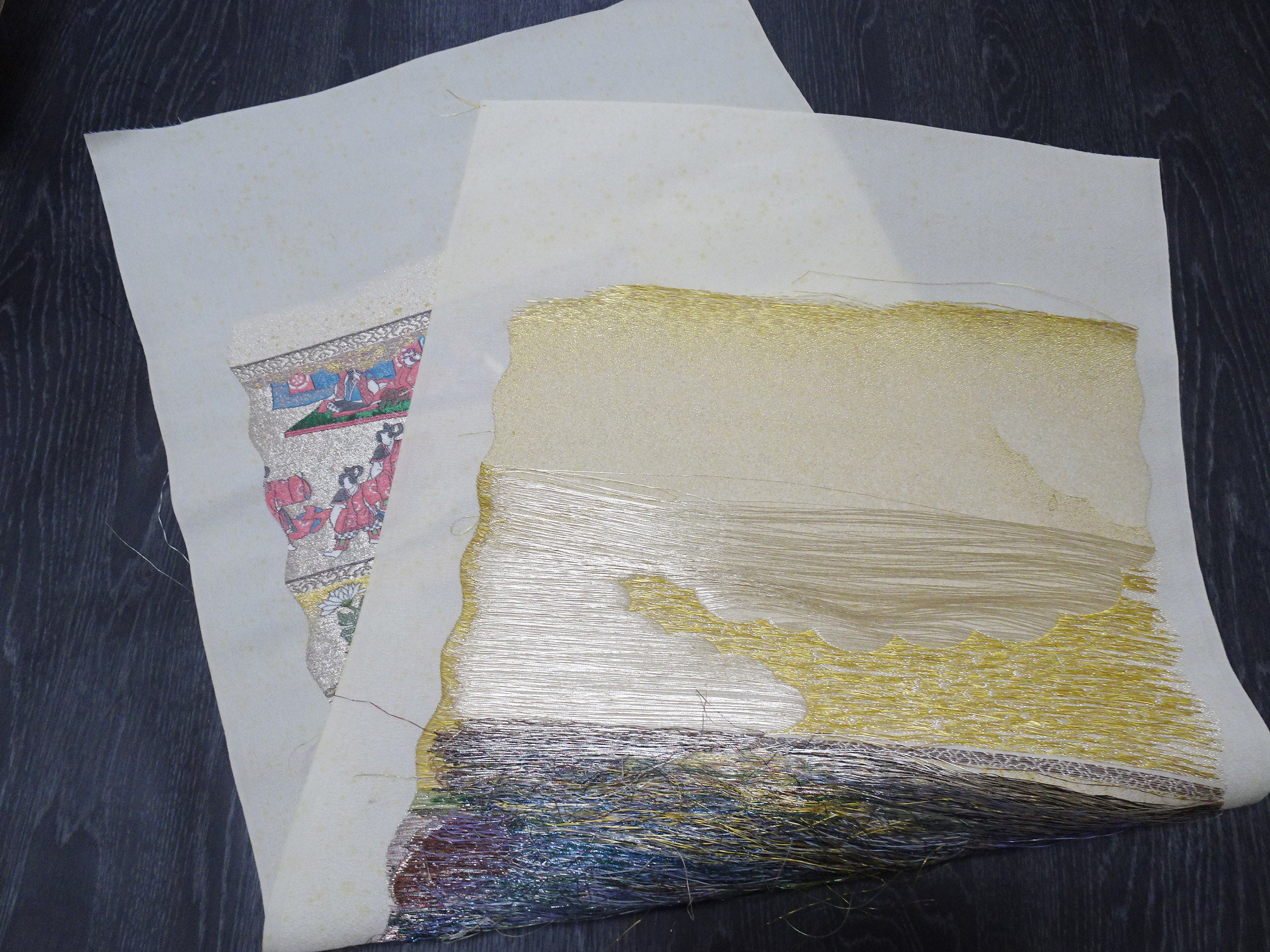 Japanese vintage Rare Silk sample fabric Juko Ori  9649