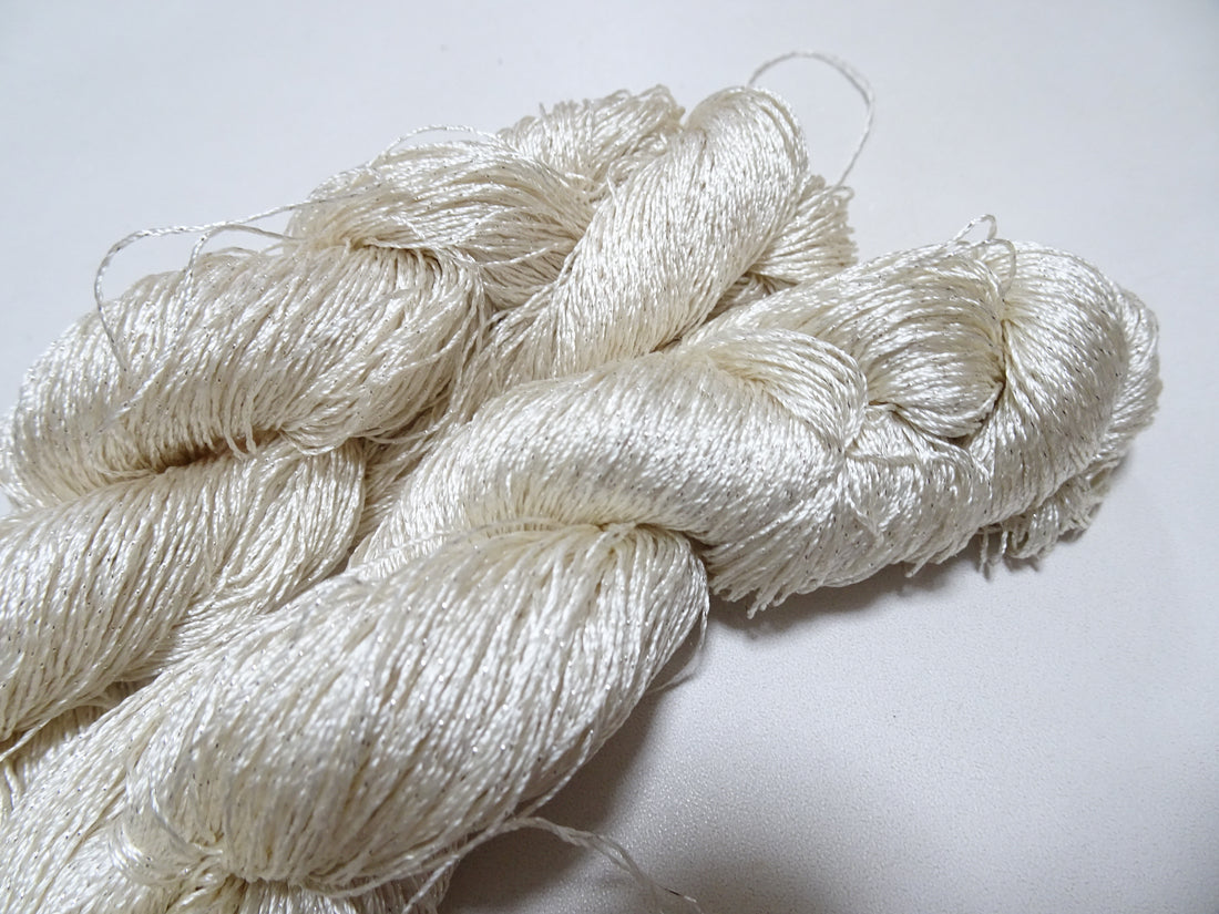 Japanese Vintage High Class Rare Silk Thread 2sets Mixture of Silver embroidery 15978