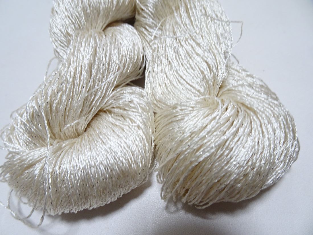 Japanese Vintage High Class Rare Silk Thread 2sets Mixture of Silver embroidery 15978