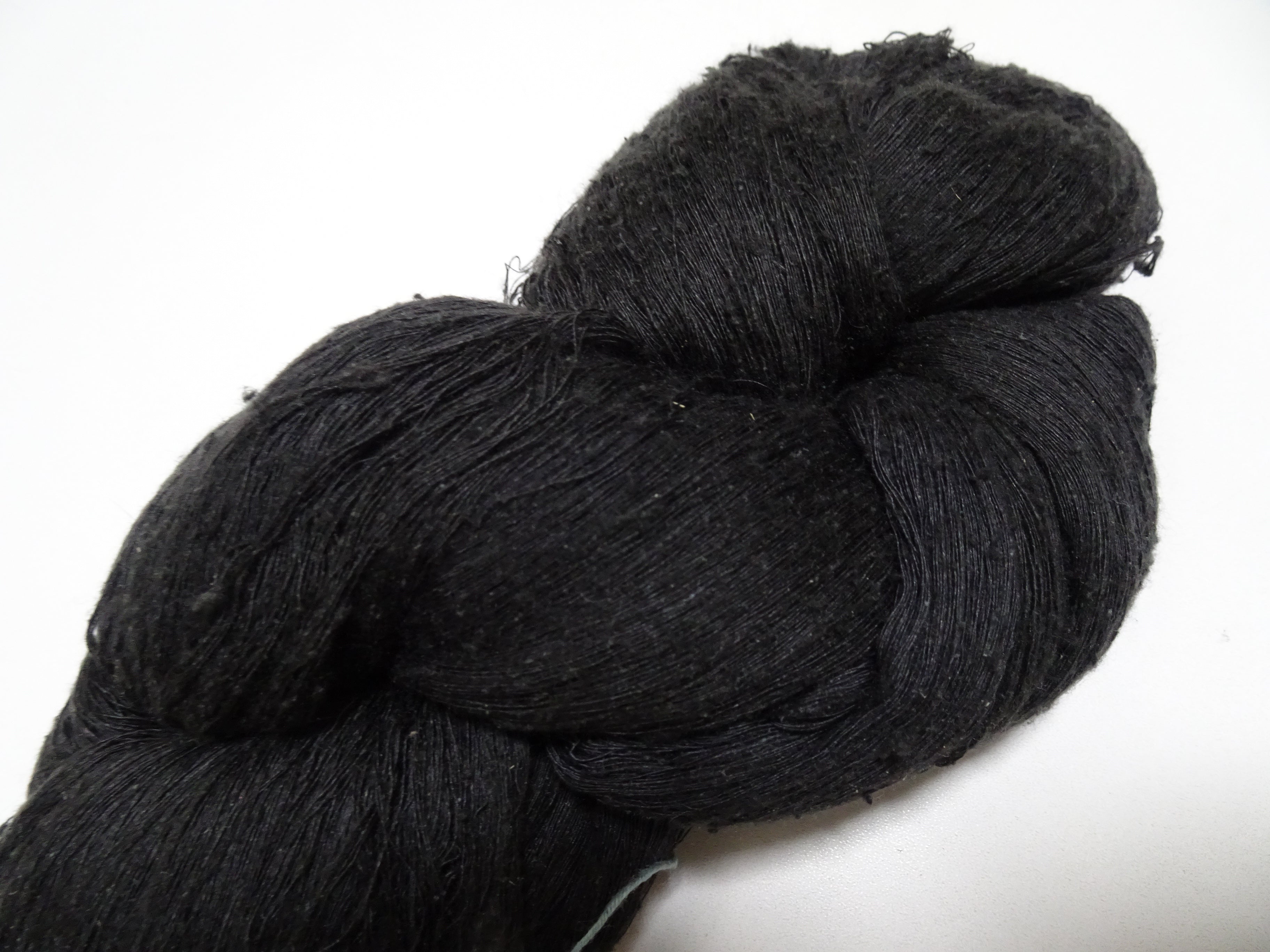 Japanese vintage Tsumugi silk thread Black embroidery & Woven 8631