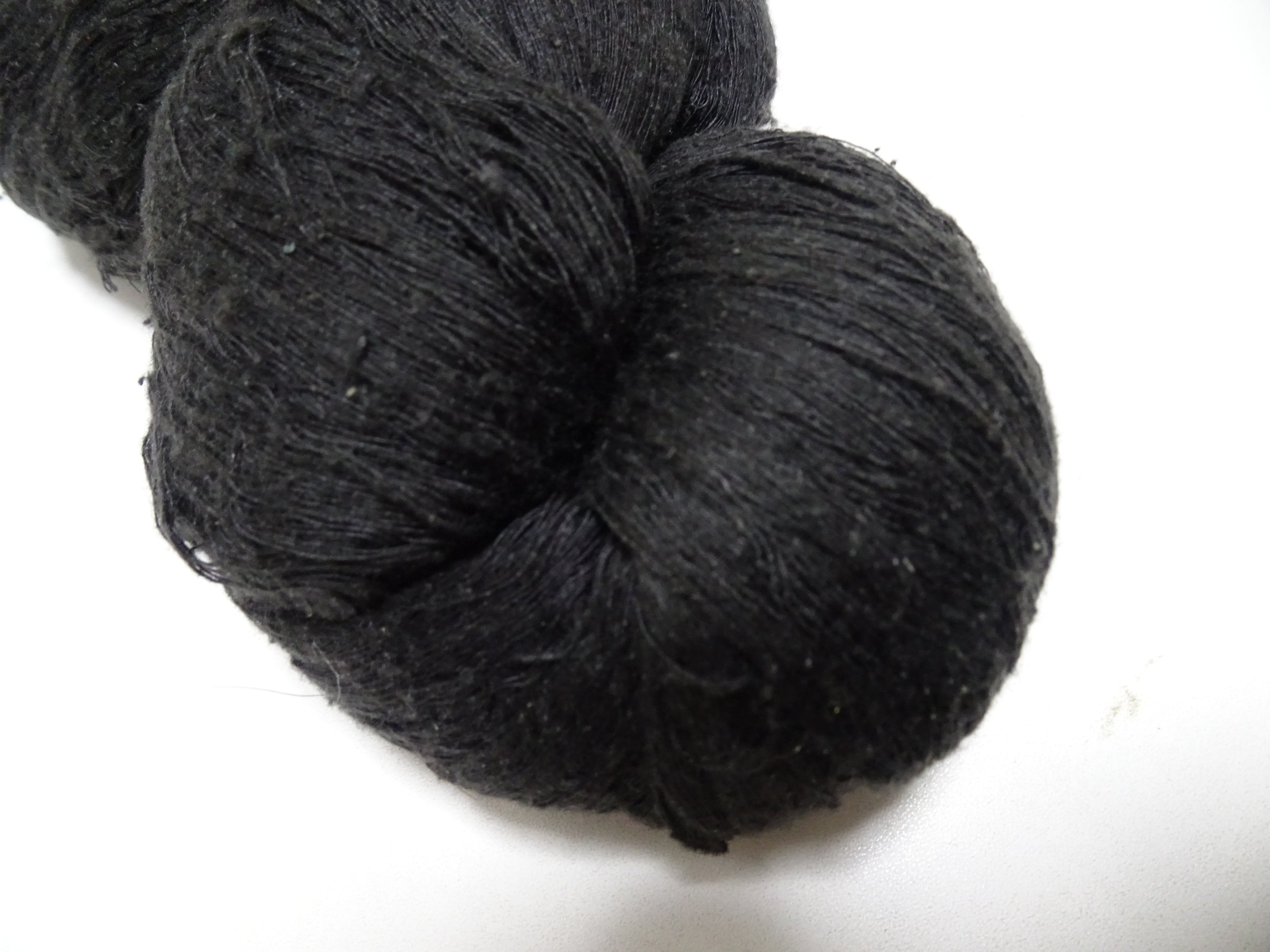 Japanese vintage Tsumugi silk thread Black embroidery & Woven 8631