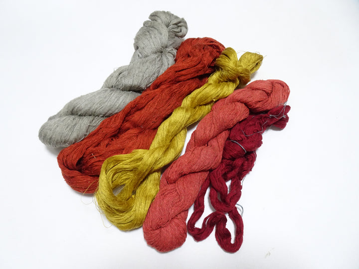Japanese vintage Tsumugi silk thread 5sets embroidery & Woven 8632