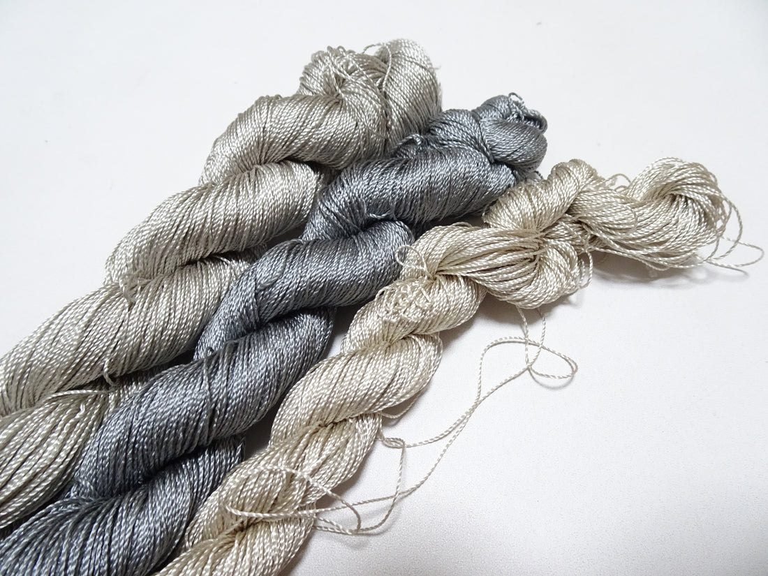 Japanese Vintage Strong Twisted Silk Thread 3sets Embroidery & Weaving 17597
