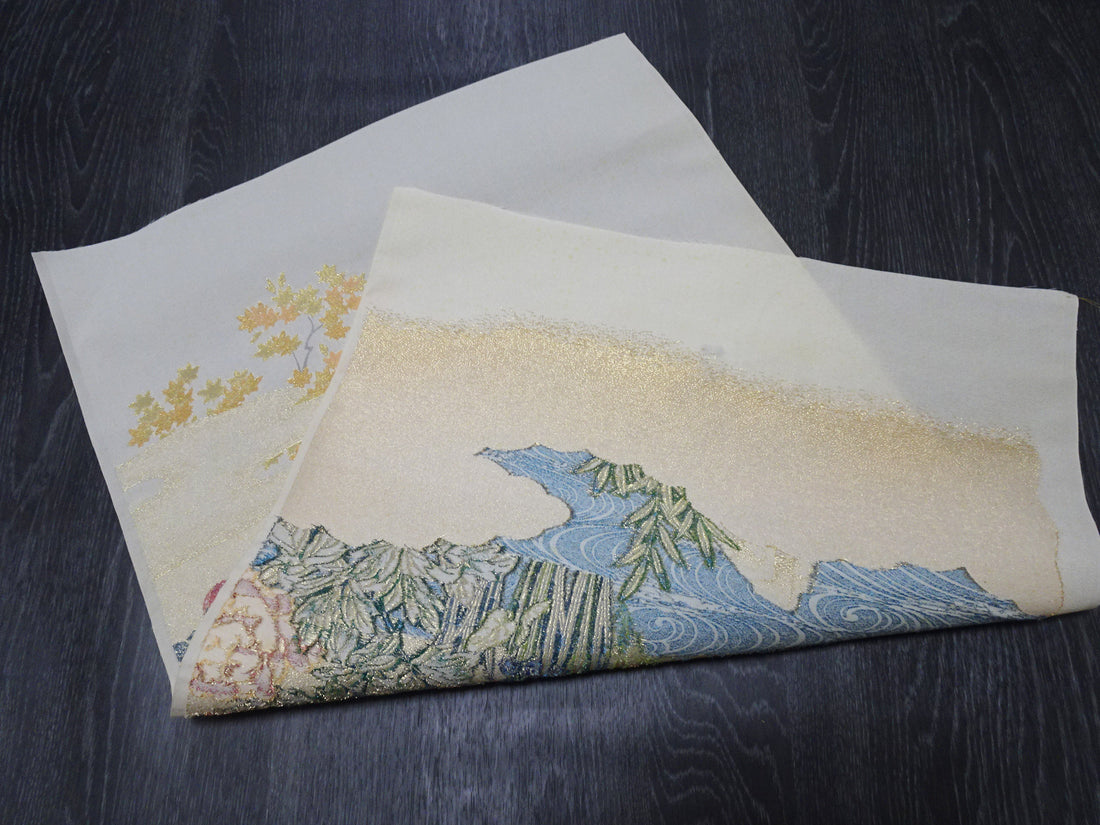 Japanese vintage Rare Silk sample fabric Juko Ori  9652