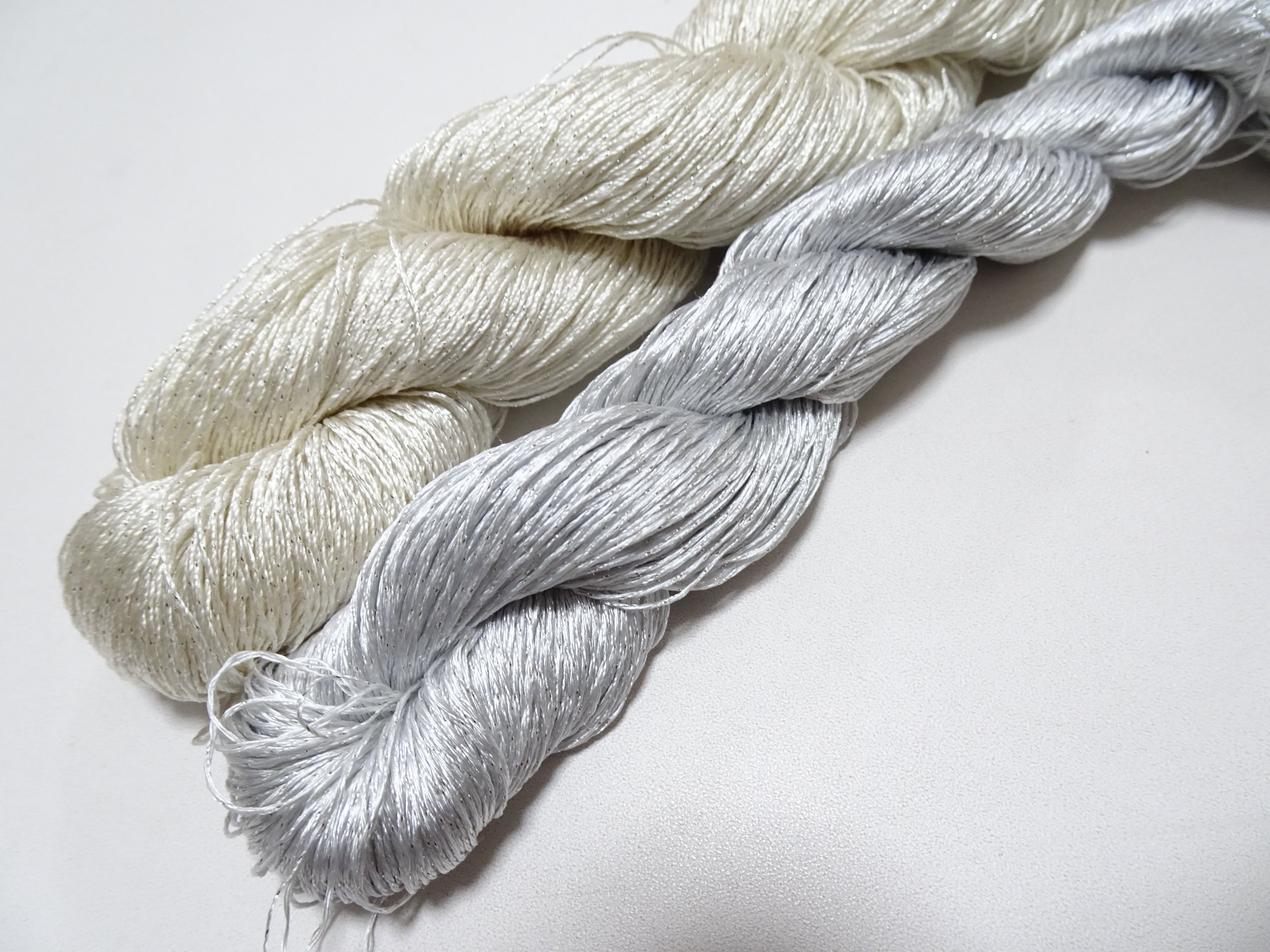 Japanese Vintage High Class Rare Silk Thread 2sets Mixture of Silver embroidery 15981