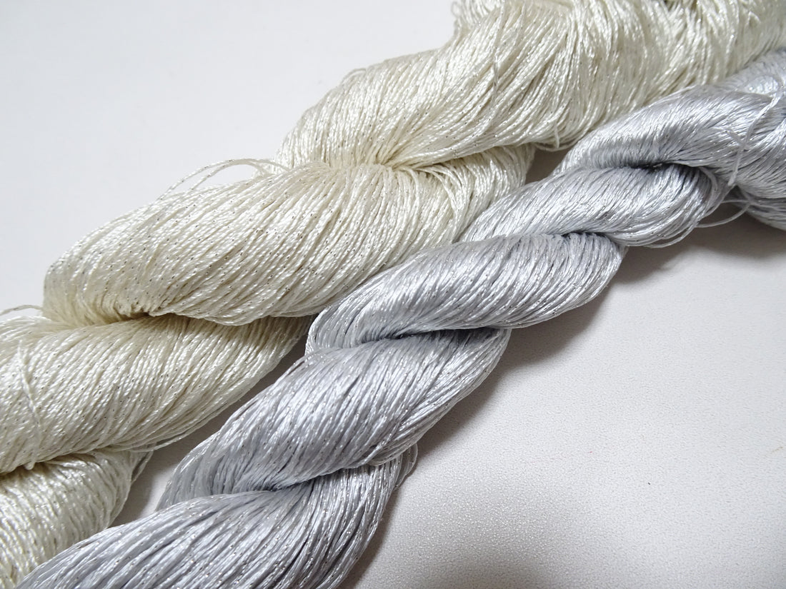 Japanese Vintage High Class Rare Silk Thread 2sets Mixture of Silver embroidery 15981