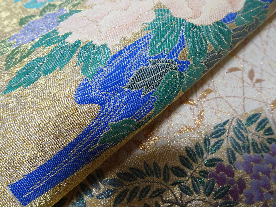 Japanese vintage Rare Silk sample fabric Juko Ori  9653