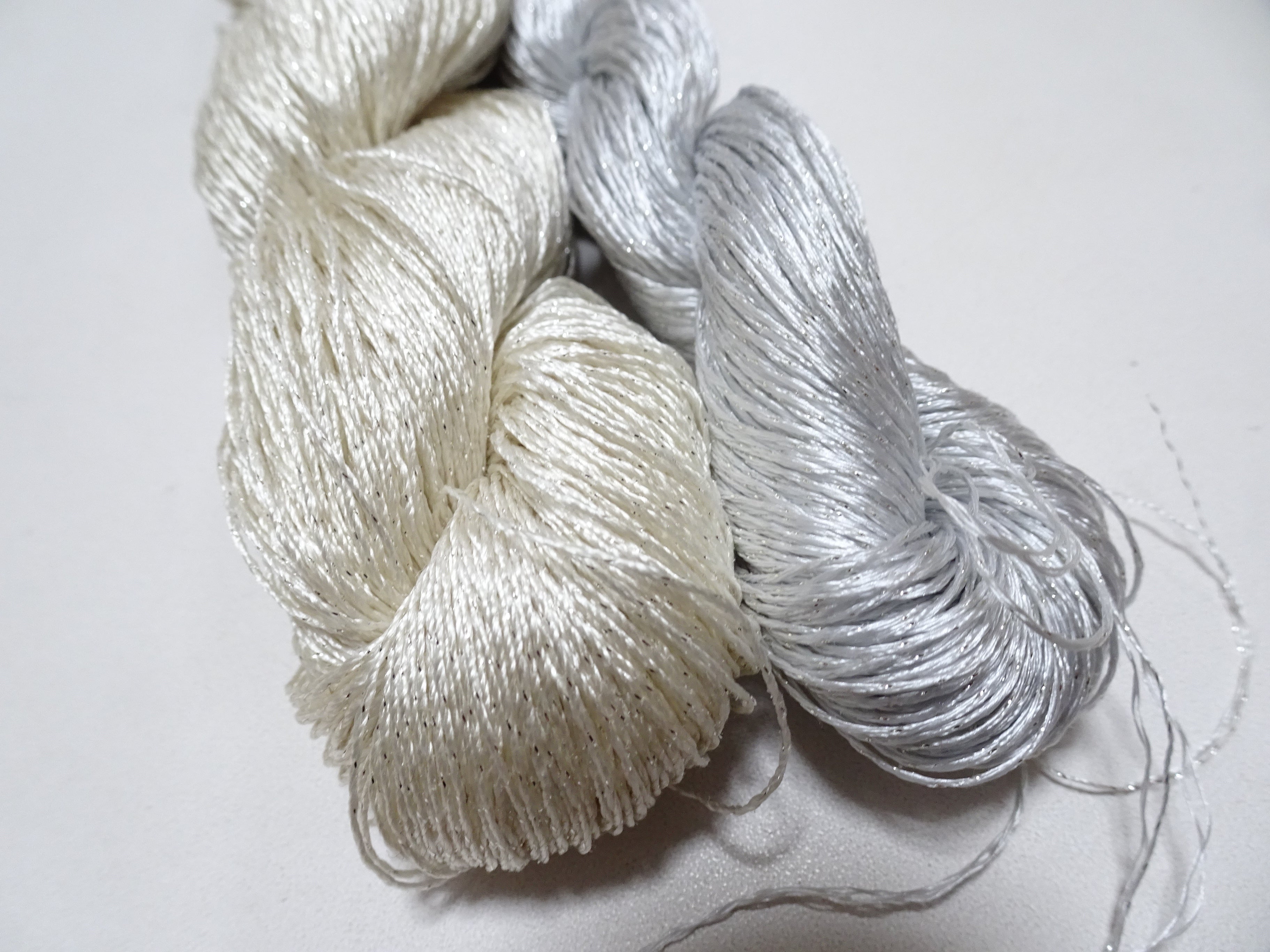 Japanese Vintage High Class Rare Silk Thread 2sets Mixture of Silver embroidery 15981