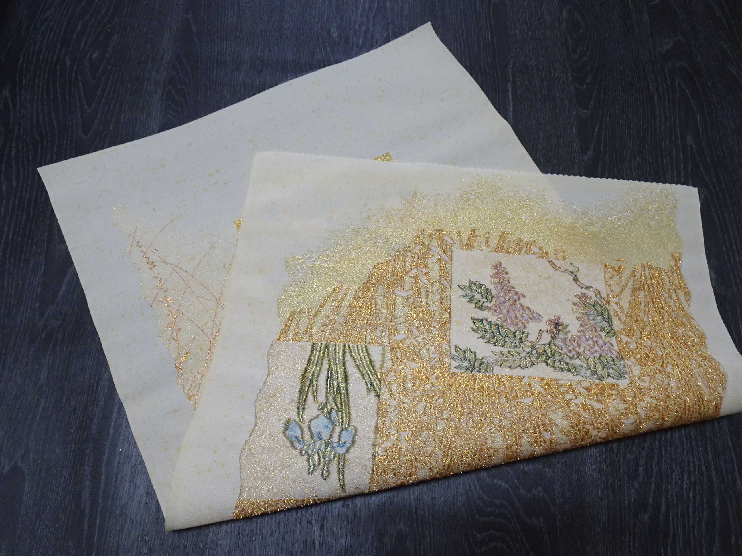 Japanese vintage Rare Silk sample fabric Juko Ori  9653