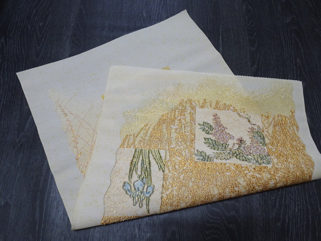 Japanese vintage Rare Silk sample fabric Juko Ori  9653