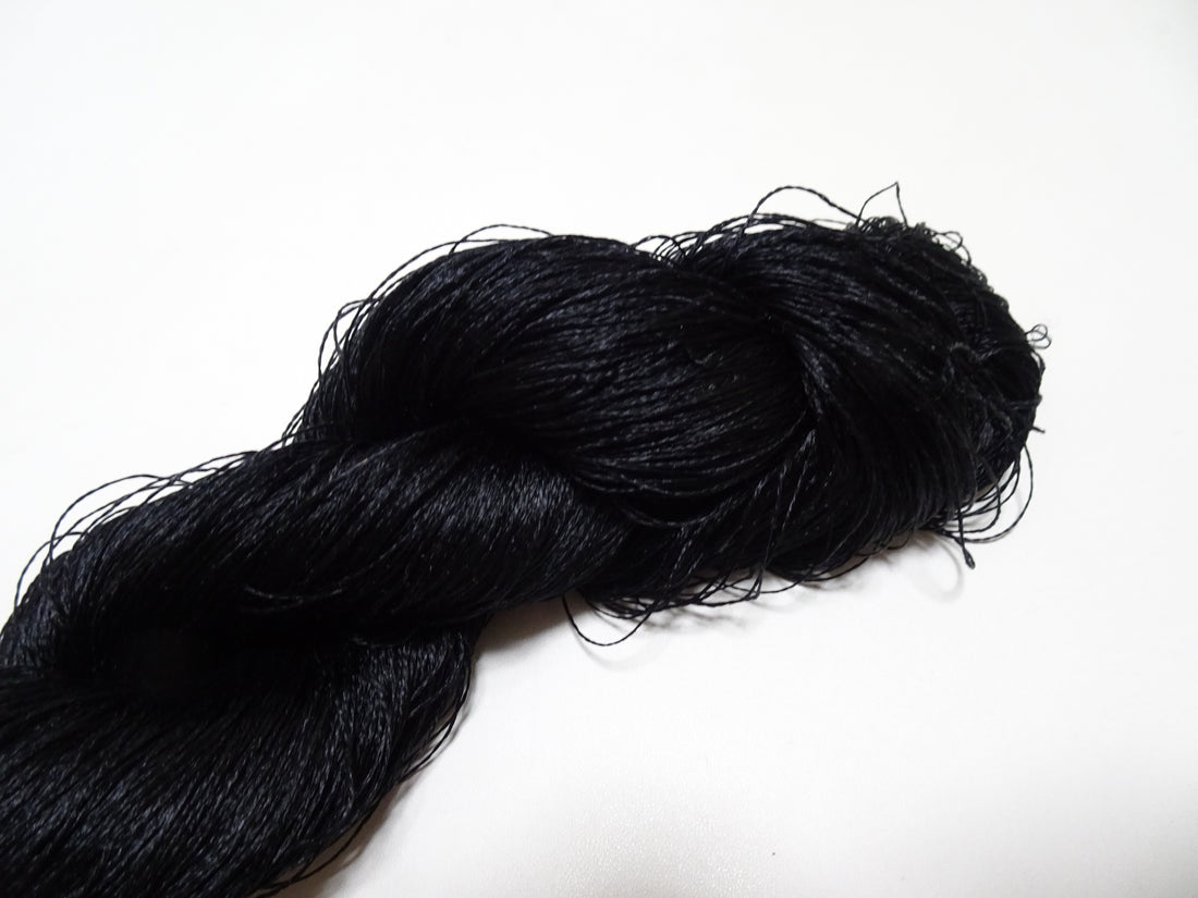 Japanese Vintage Twisted Silk Thread Embroidery 14594  Black