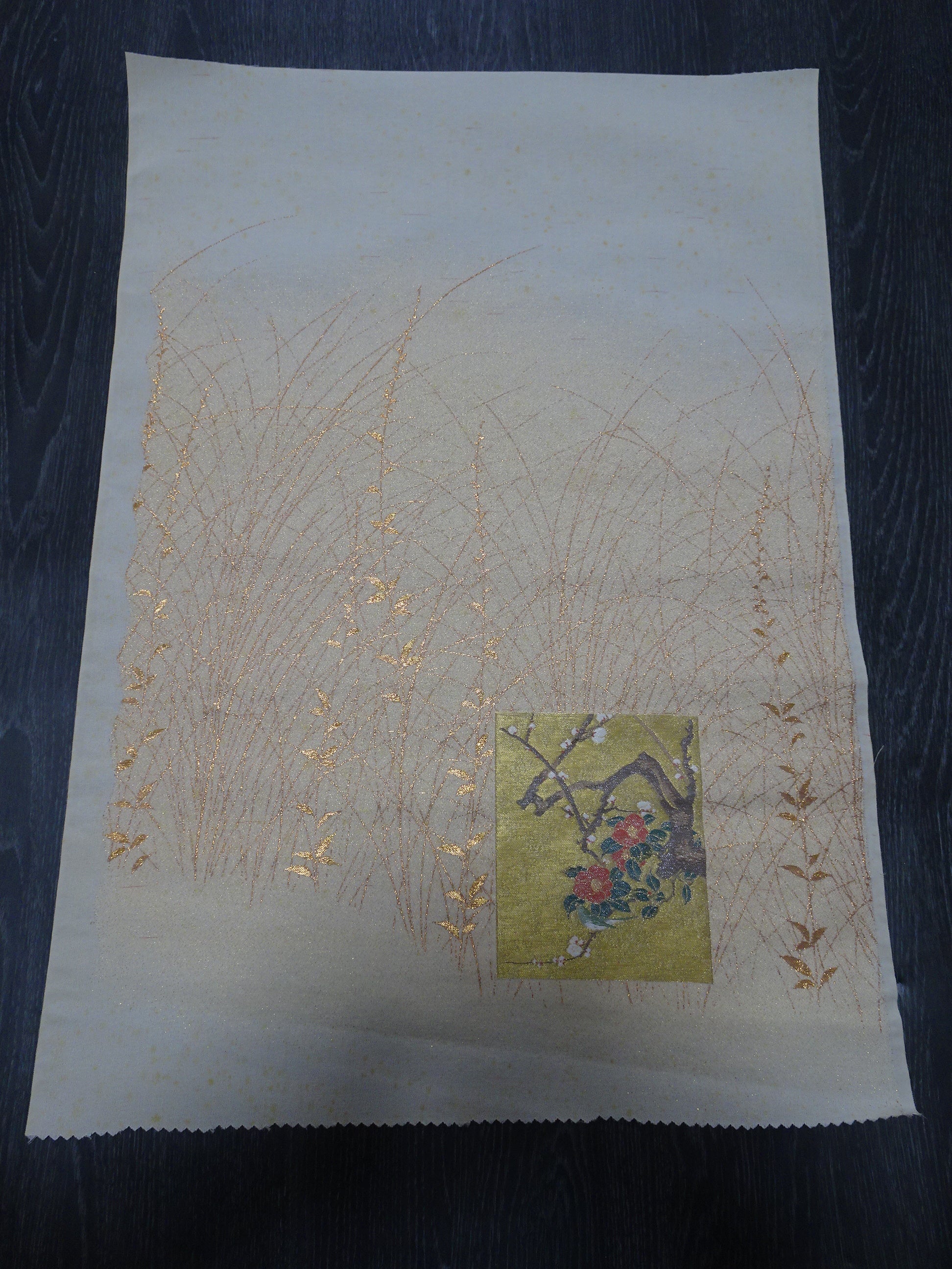 Japanese vintage Rare Silk sample fabric Juko Ori  9654