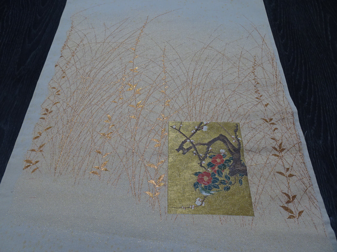 Japanese vintage Rare Silk sample fabric Juko Ori  9654