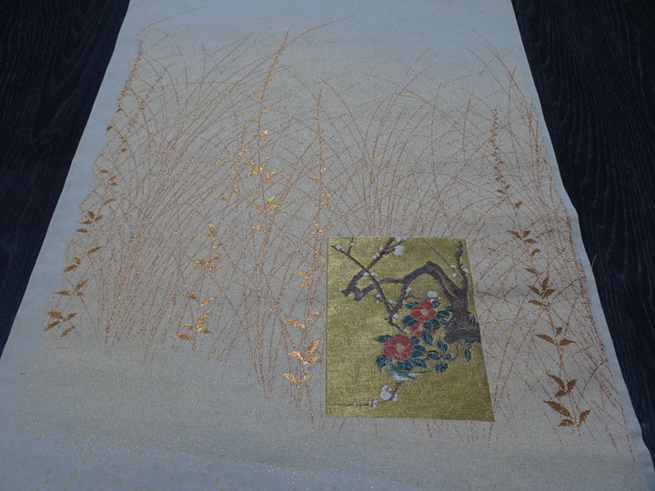 Japanese vintage Rare Silk sample fabric Juko Ori  9654