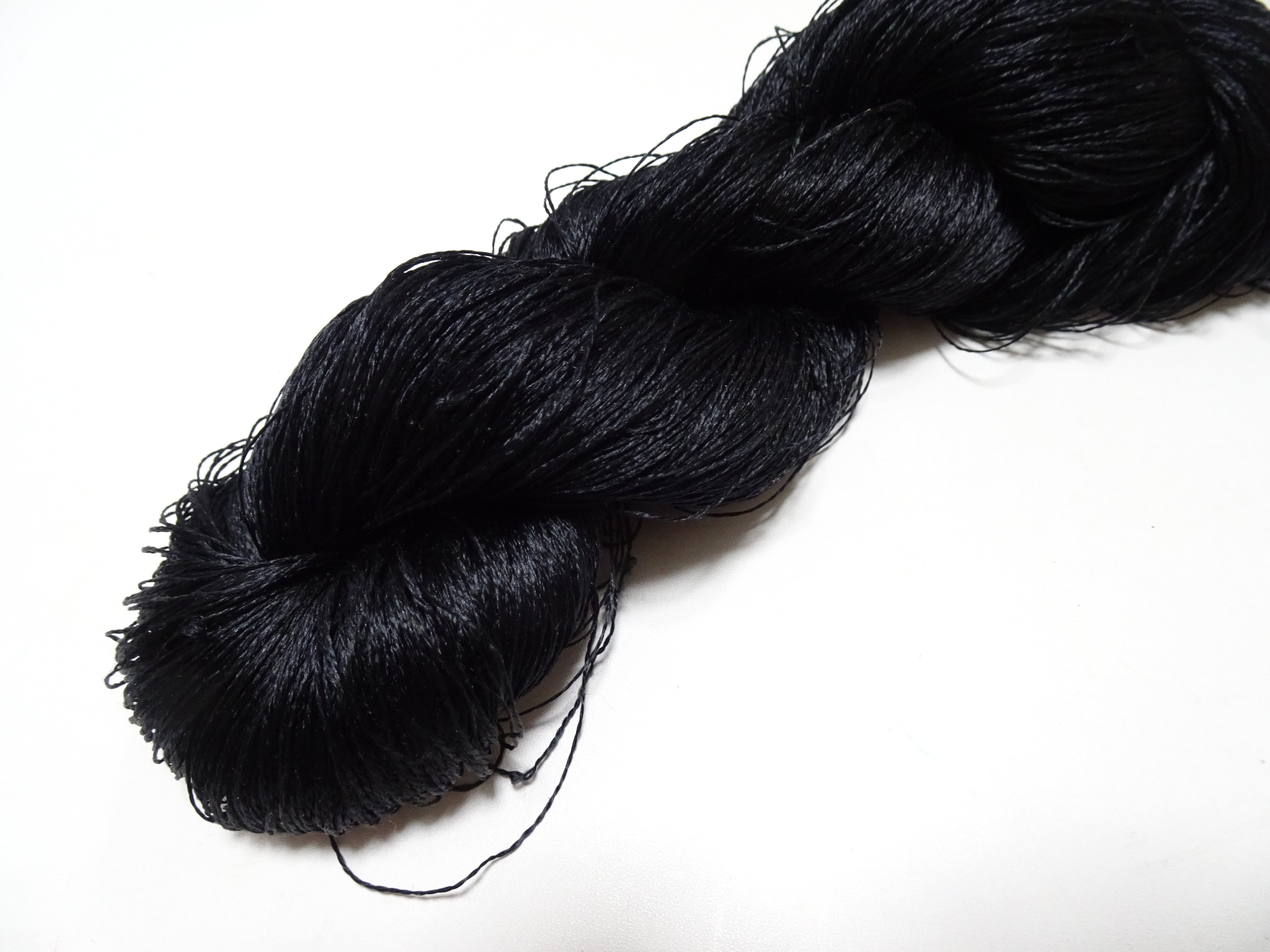 Japanese Vintage Twisted Silk Thread Embroidery 14594  Black