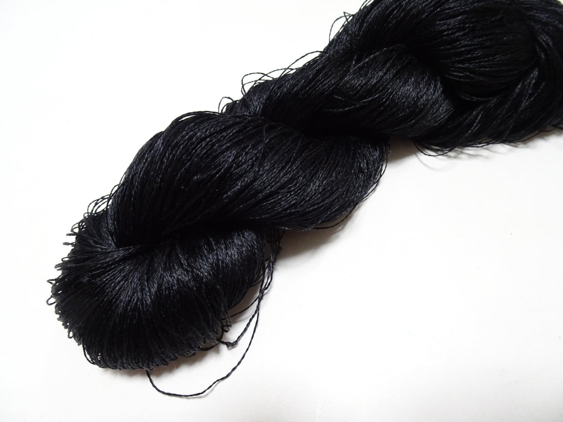 Japanese Vintage Twisted Silk Thread Embroidery 14594  Black