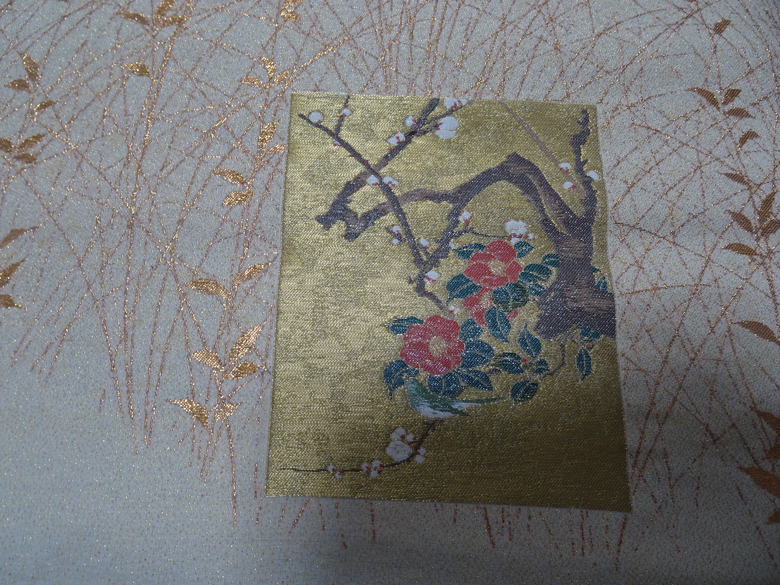 Japanese vintage Rare Silk sample fabric Juko Ori  9654