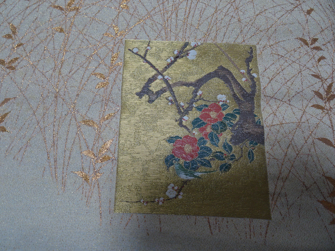 Japanese vintage Rare Silk sample fabric Juko Ori  9654
