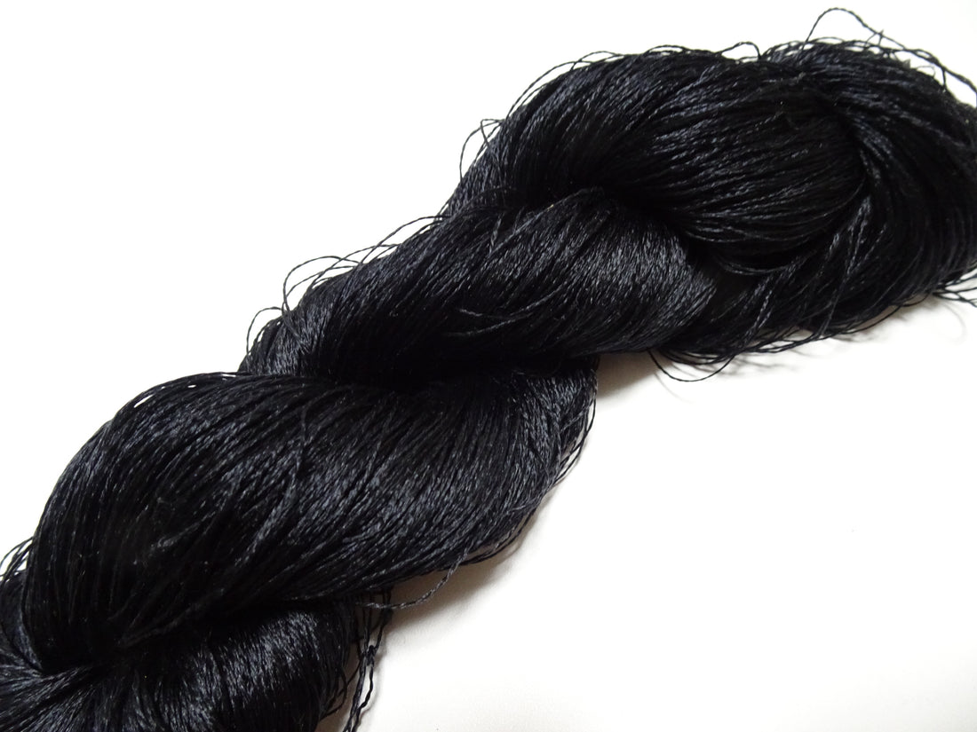 Japanese Vintage Twisted Silk Thread Embroidery 14594  Black
