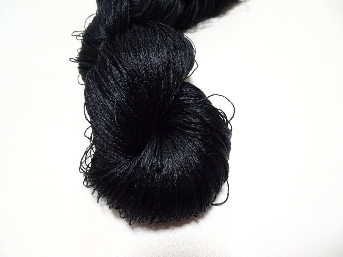 Japanese Vintage Twisted Silk Thread Embroidery 14594  Black