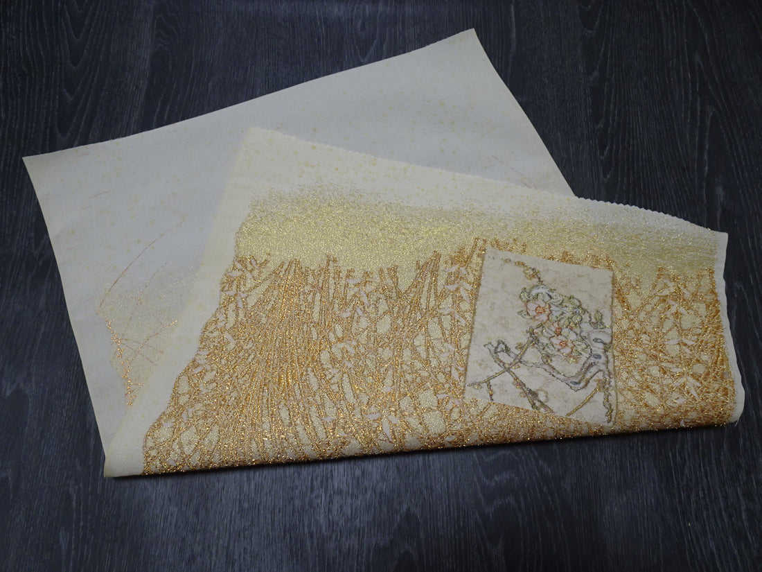 Japanese vintage Rare Silk sample fabric Juko Ori  9654