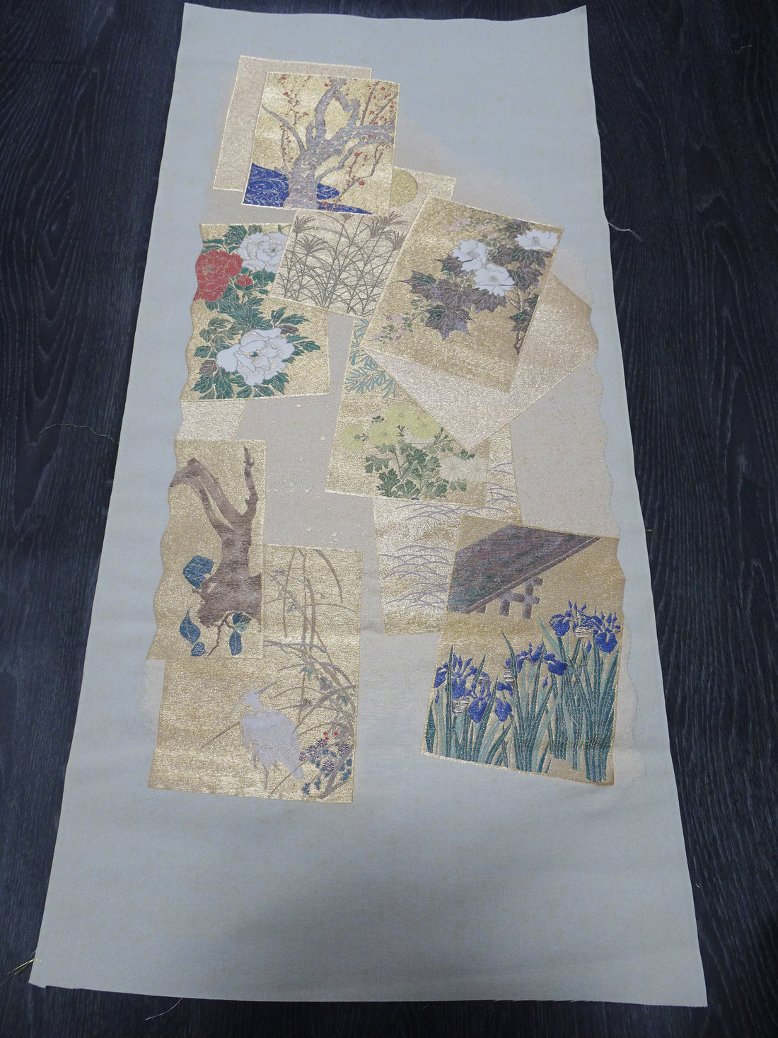 Japanese vintage Rare Silk sample fabric Juko Ori  9655